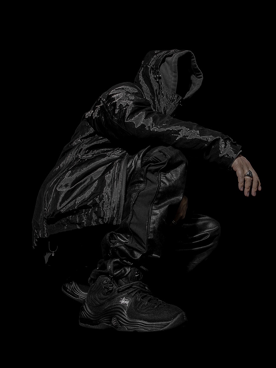 Nike x Stussy Air Penny II Black 착용 스타일 - 2