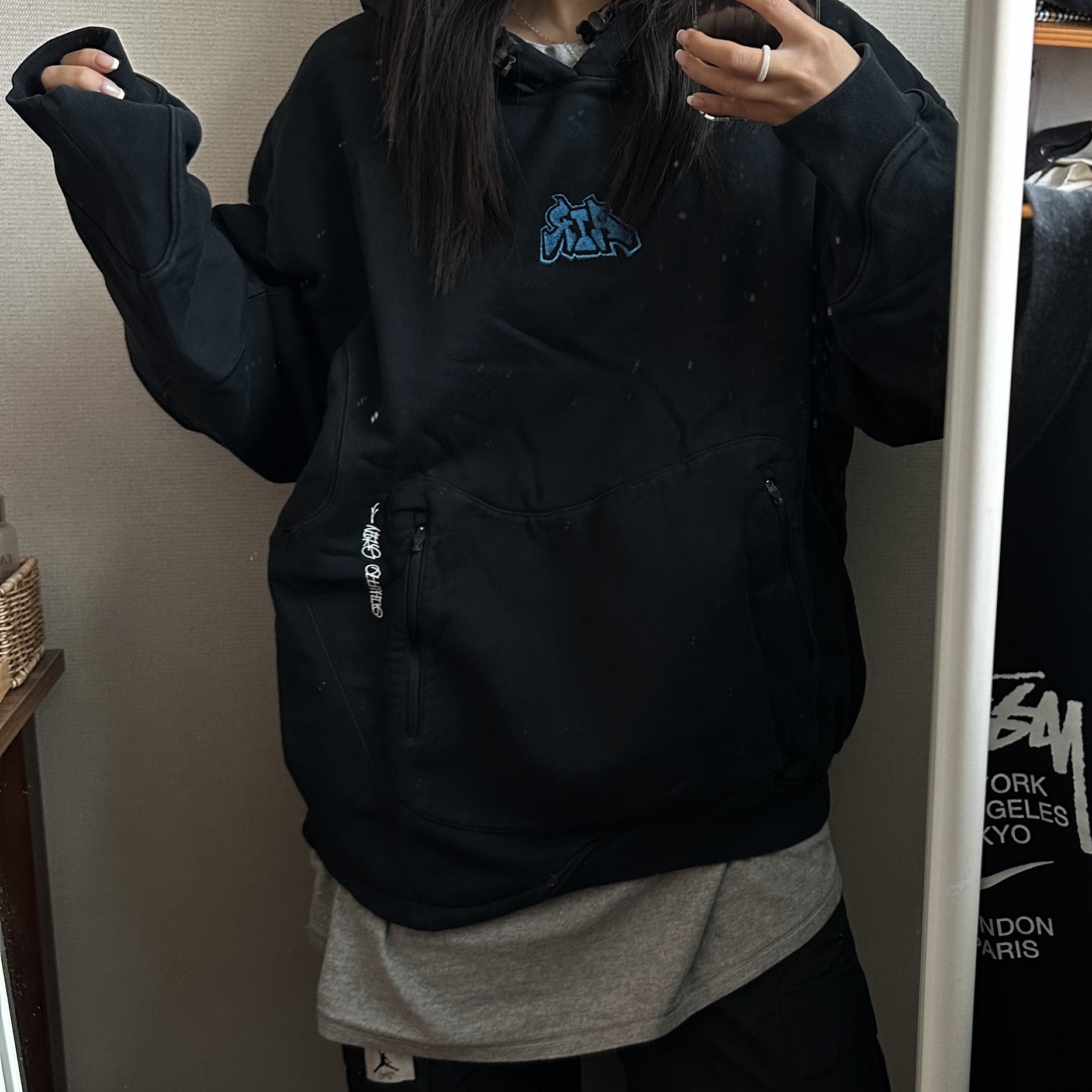 Nike x Off-White NRG Fleece Hoodie Black - Asia 착용 스타일 - 1