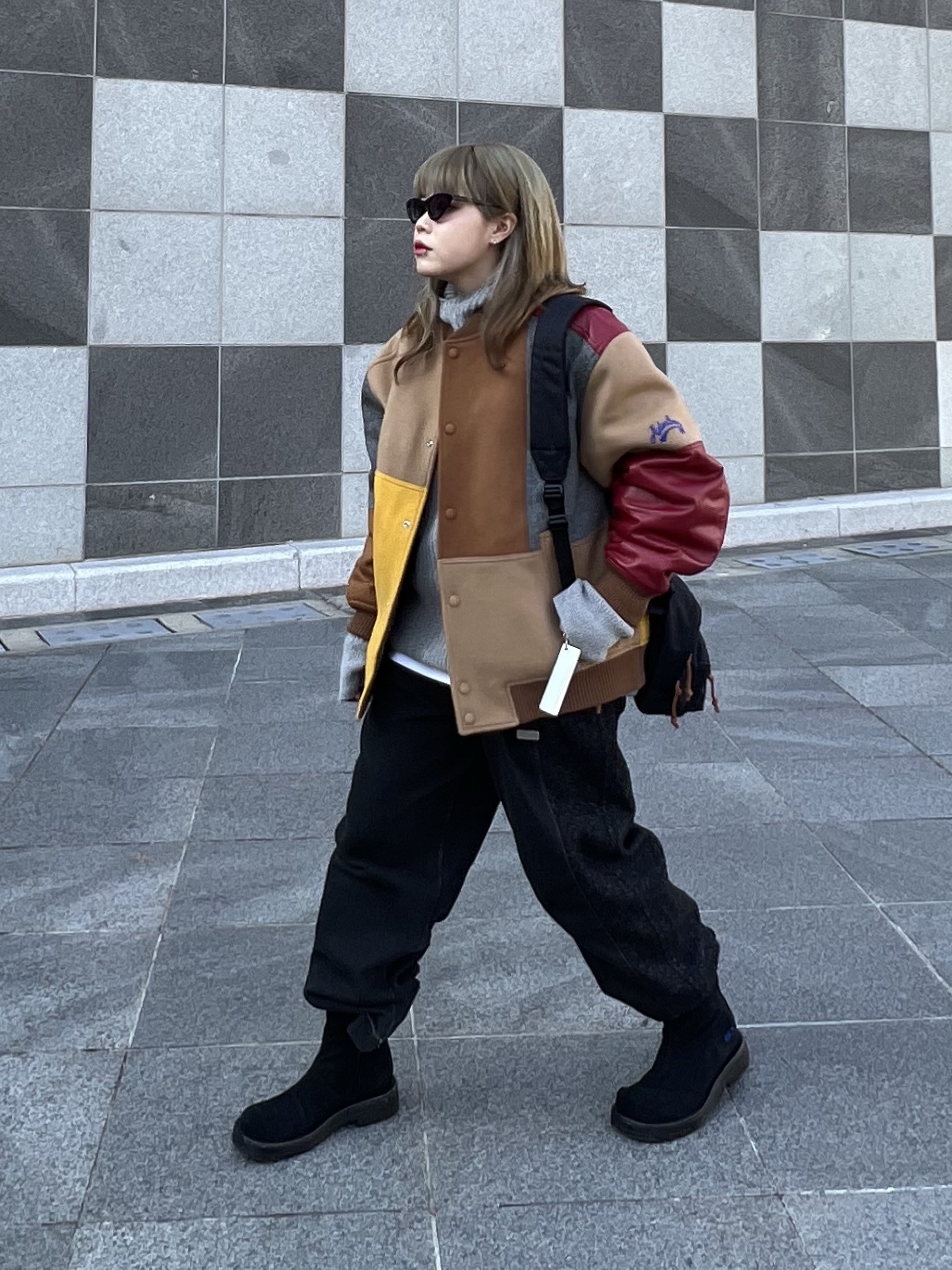 Ader Error Og; 8th @7222 Keyring Z-Blue, Ader Error Og; 8th @9221 Jacket Red 착용 스타일 - 2