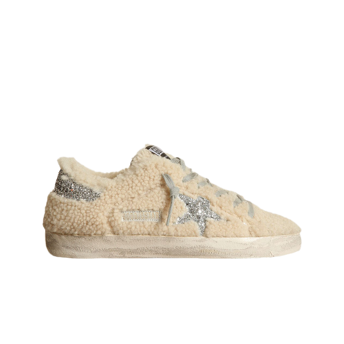 (W) 골든구스 슈퍼스타 실버 글리터탭 셔링 스니커즈 베이지((W) Golden Goose Superstar Silver Glitter Heel Tab Shearling Sneakers Beige) - 1