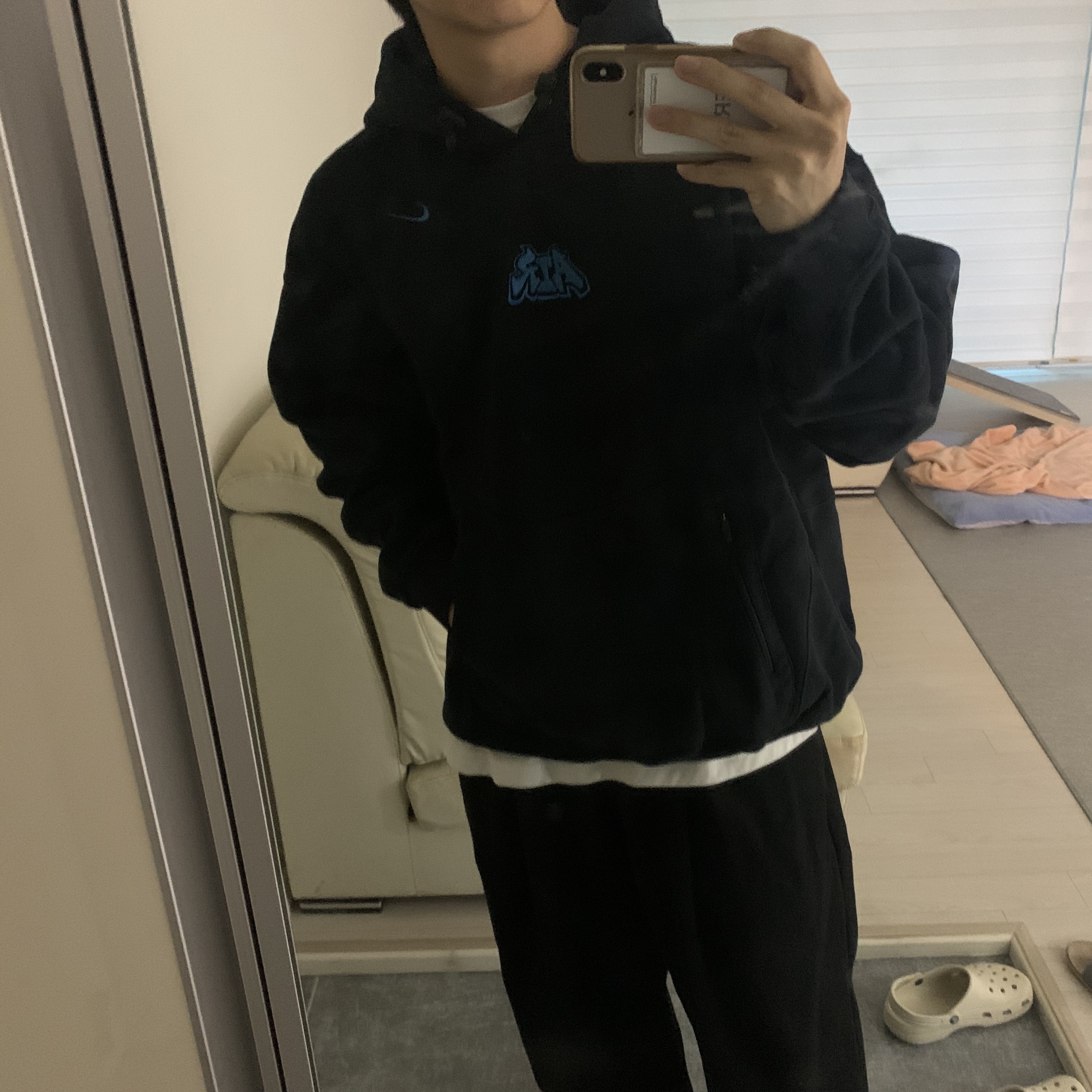 Nike x Off-White NRG Fleece Hoodie Black - Asia 착용 스타일