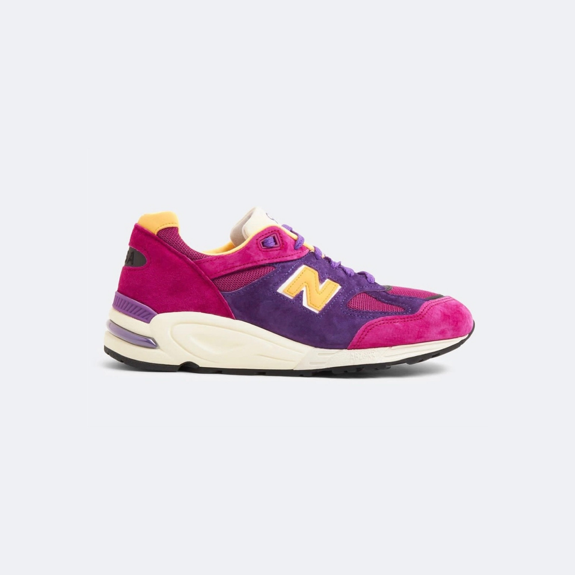 New Balance 990v2 Made in USA Purple Yellow 착용 스타일 - 3