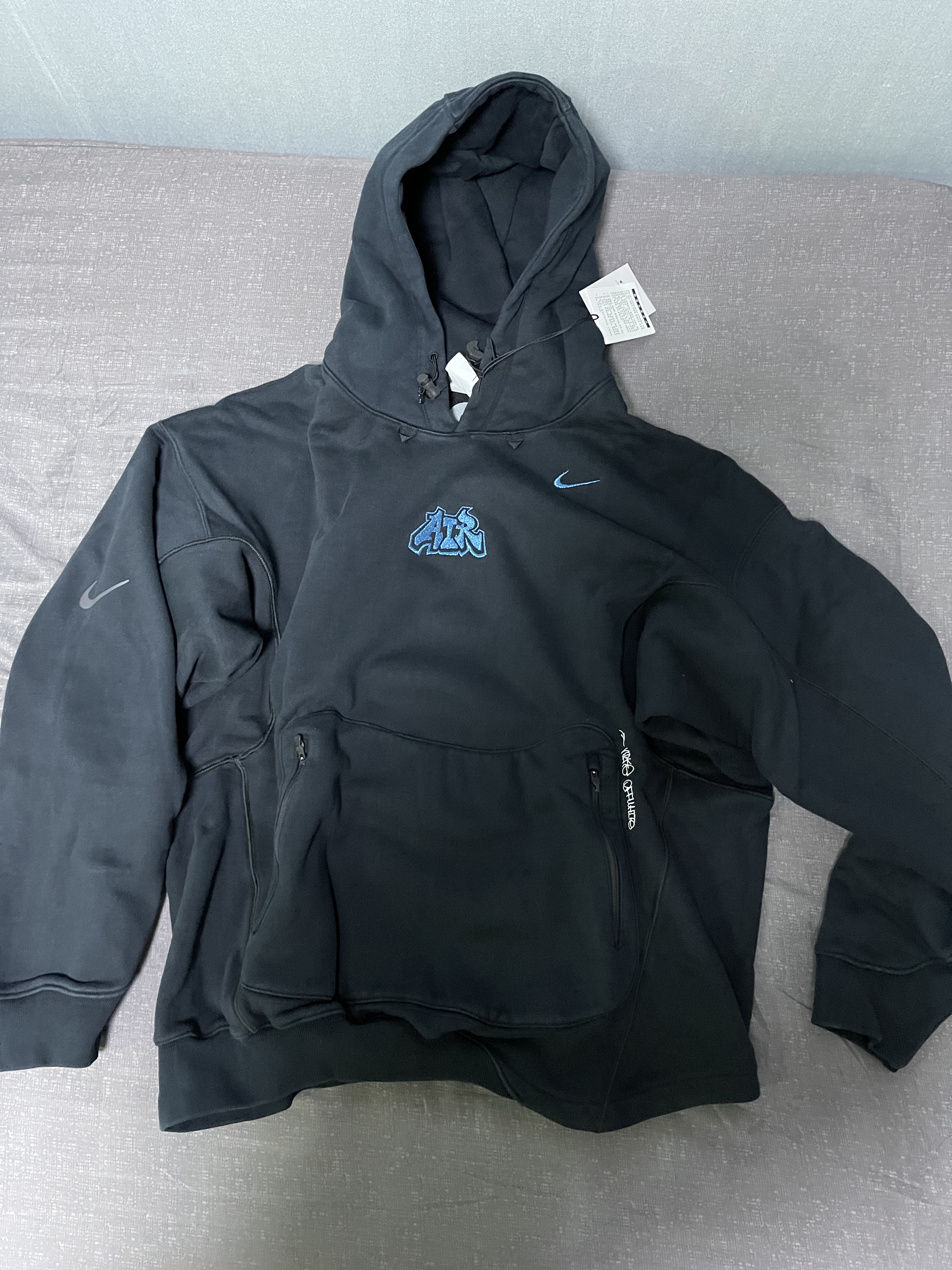 Nike x Off-White NRG Fleece Hoodie Black - Asia, Nike x Off-White NRG T-Shirt Black - Asia 착용 스타일 - 1