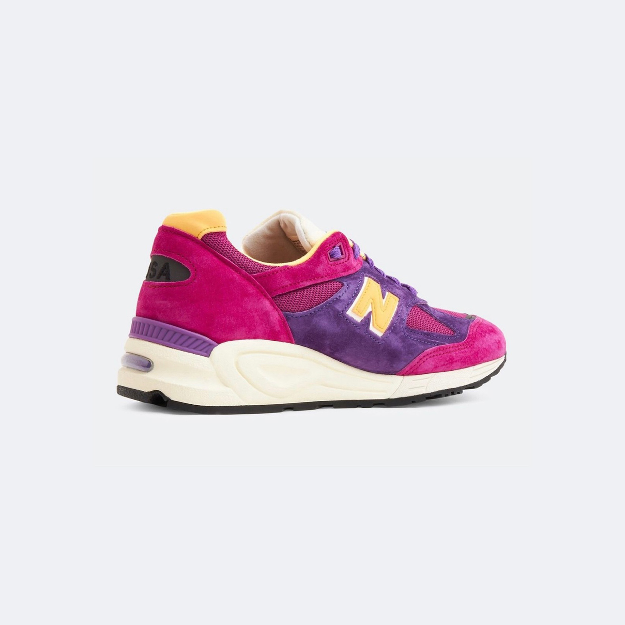 New Balance 990v2 Made in USA Purple Yellow 착용 스타일 - 4