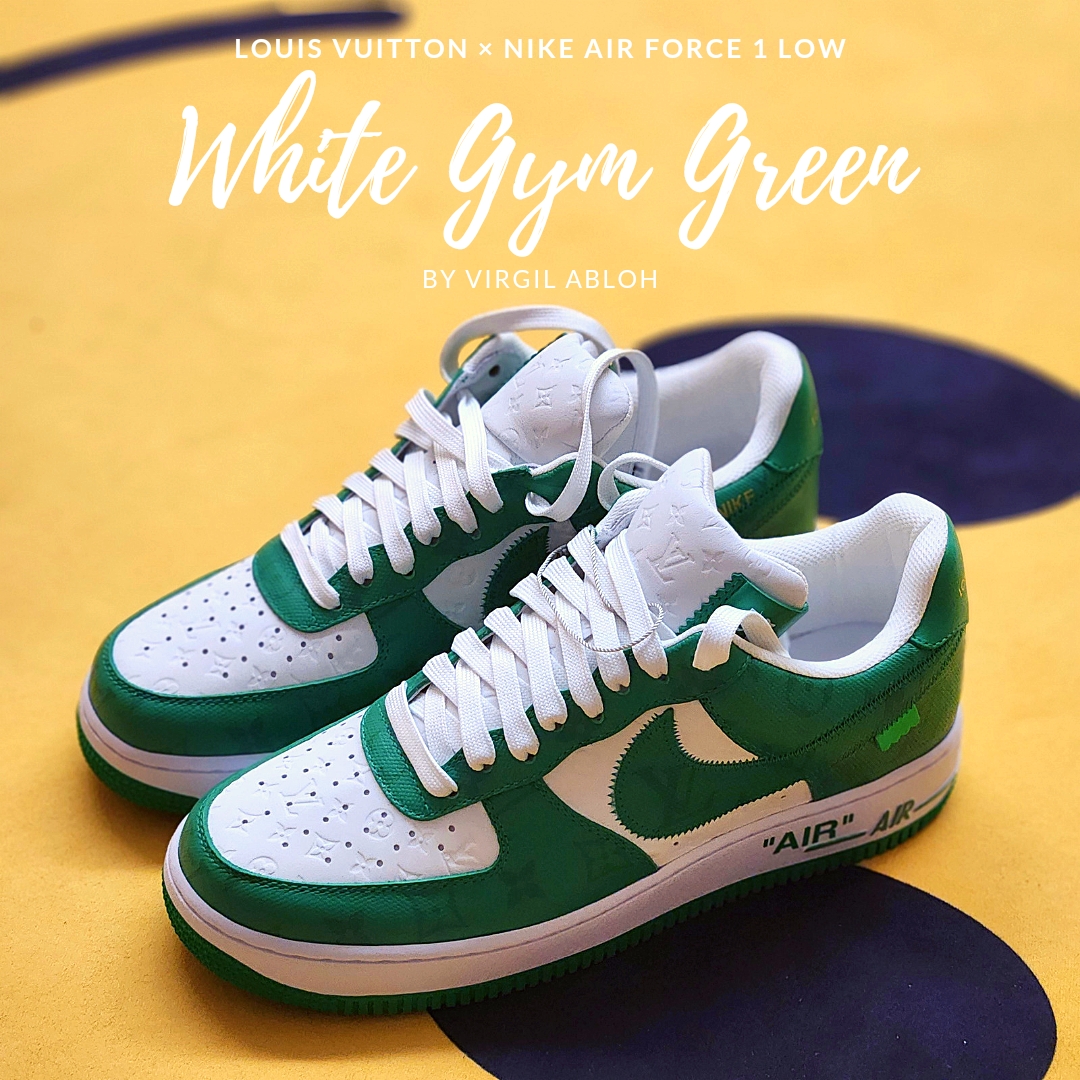 Louis Vuitton x Nike Air Force 1 Low by Virgil Abloh White Gym Green 착용 스타일
