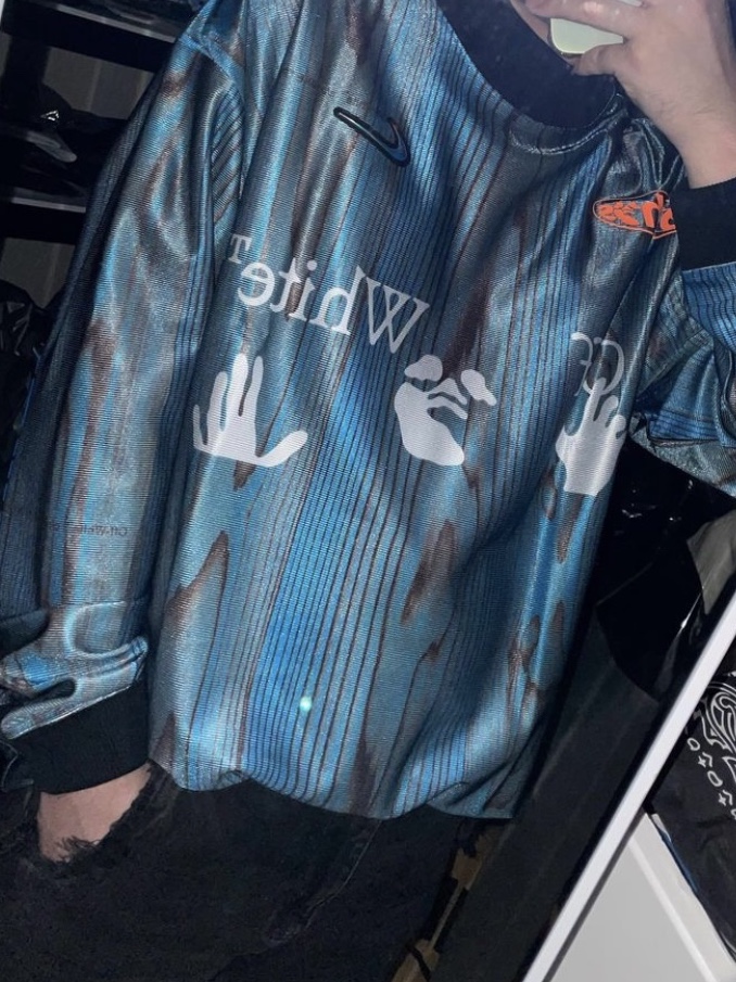 Nike x Off-White NRG Jersey Imperial Blue - Asia, Zara x Ader Error Slit Jeans Black 착용 스타일 - 2