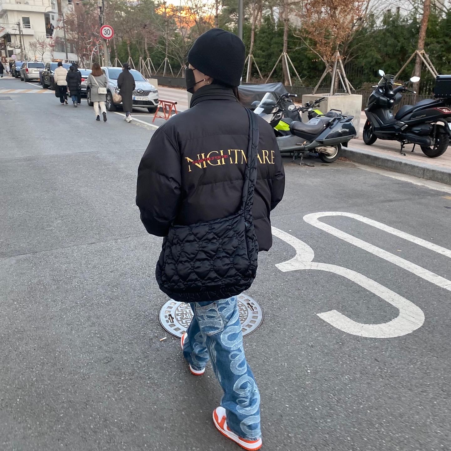 Supreme x Hysteric Glamour Snake Double Knee Denim Painter Pants Blue - 21SS, Supreme x Hysteric Glamour Snake Double Knee Denim Painter Pants White - 21SS 착용 스타일 - 1