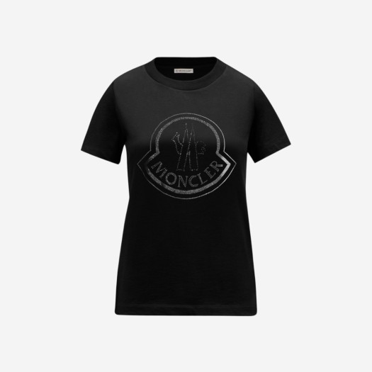 (W) 몽클레르 크리스탈 로고 티셔츠 블랙 - 22FW