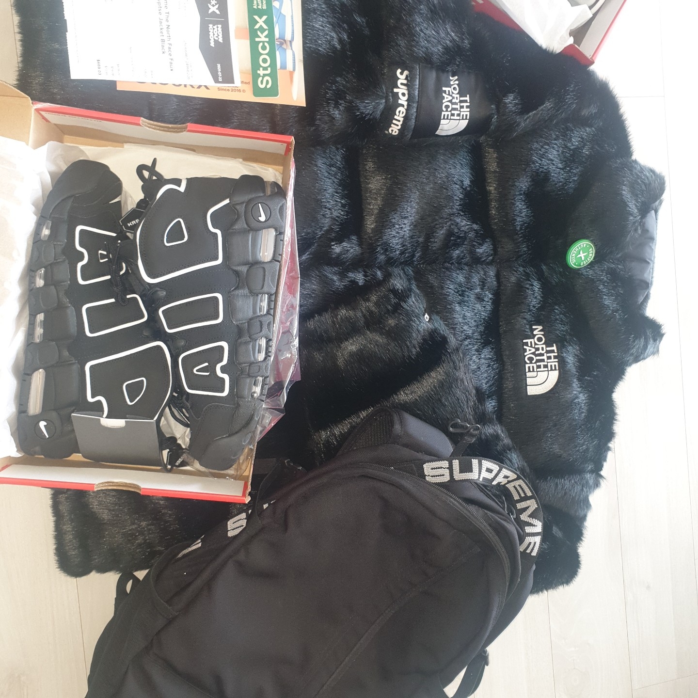 Supreme x The North Face Faux Fur Nuptse Jacket Black - 20FW 착용 스타일