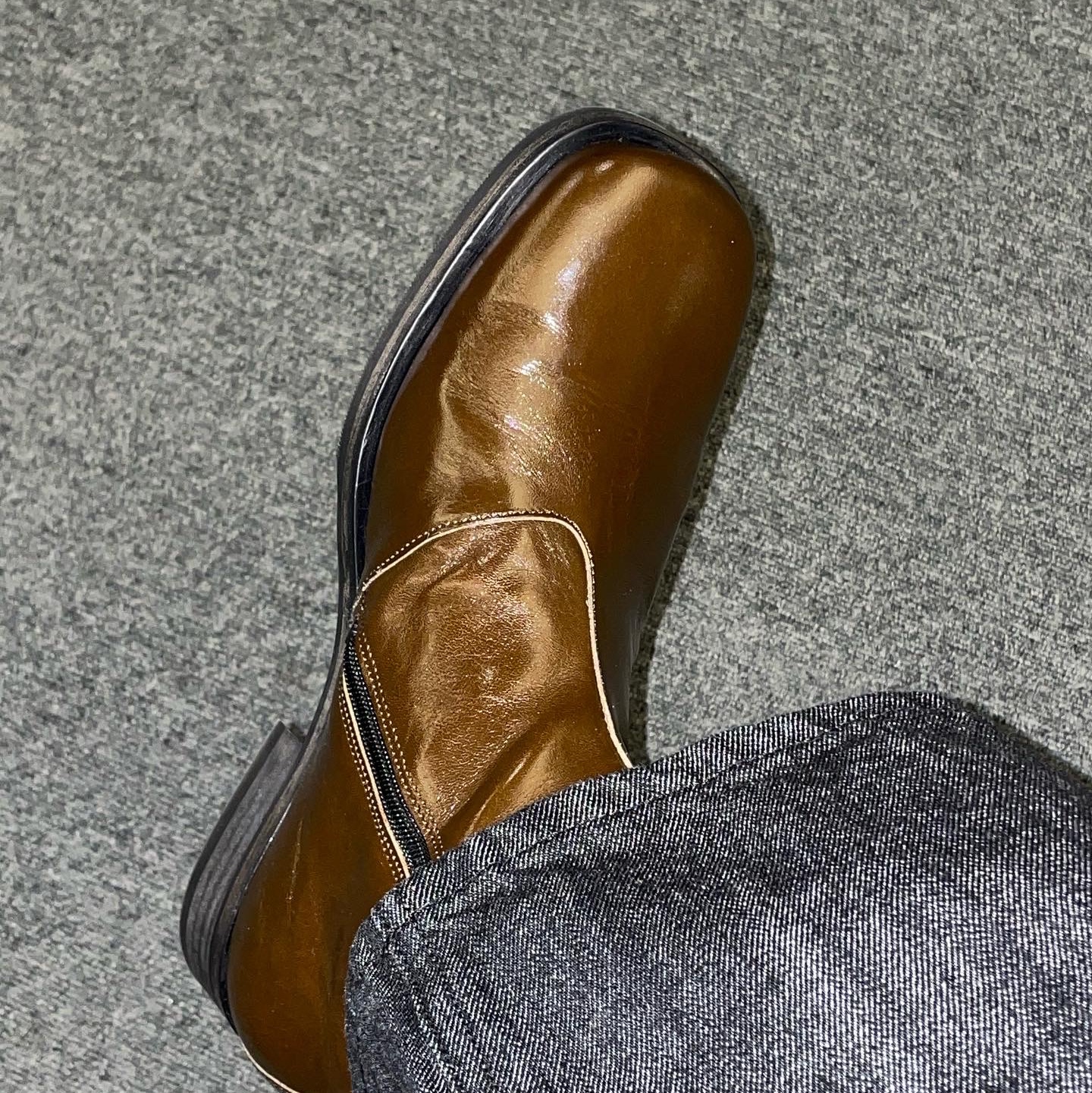 Our Legacy Camion Boot Olive Leather 착용 스타일 - 1