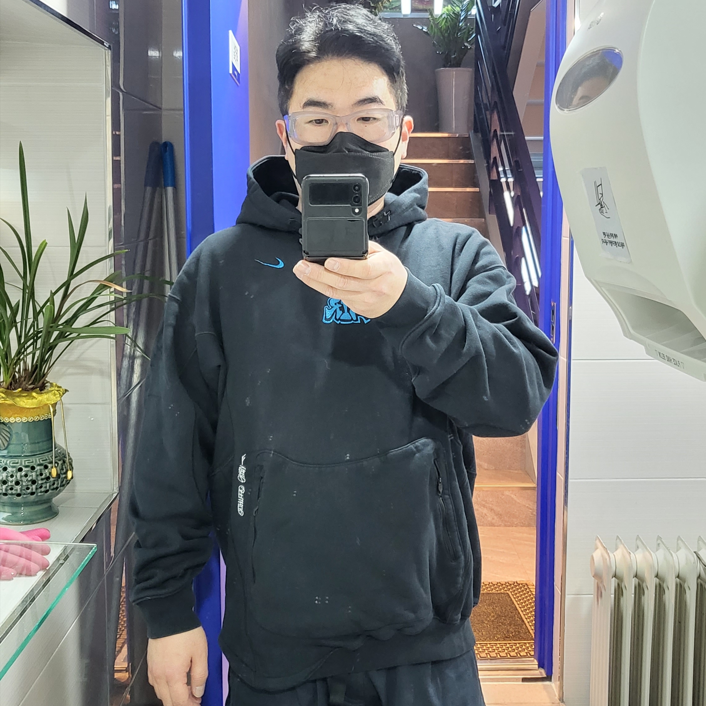 Nike x Off-White NRG Fleece Hoodie Black - Asia 착용 스타일