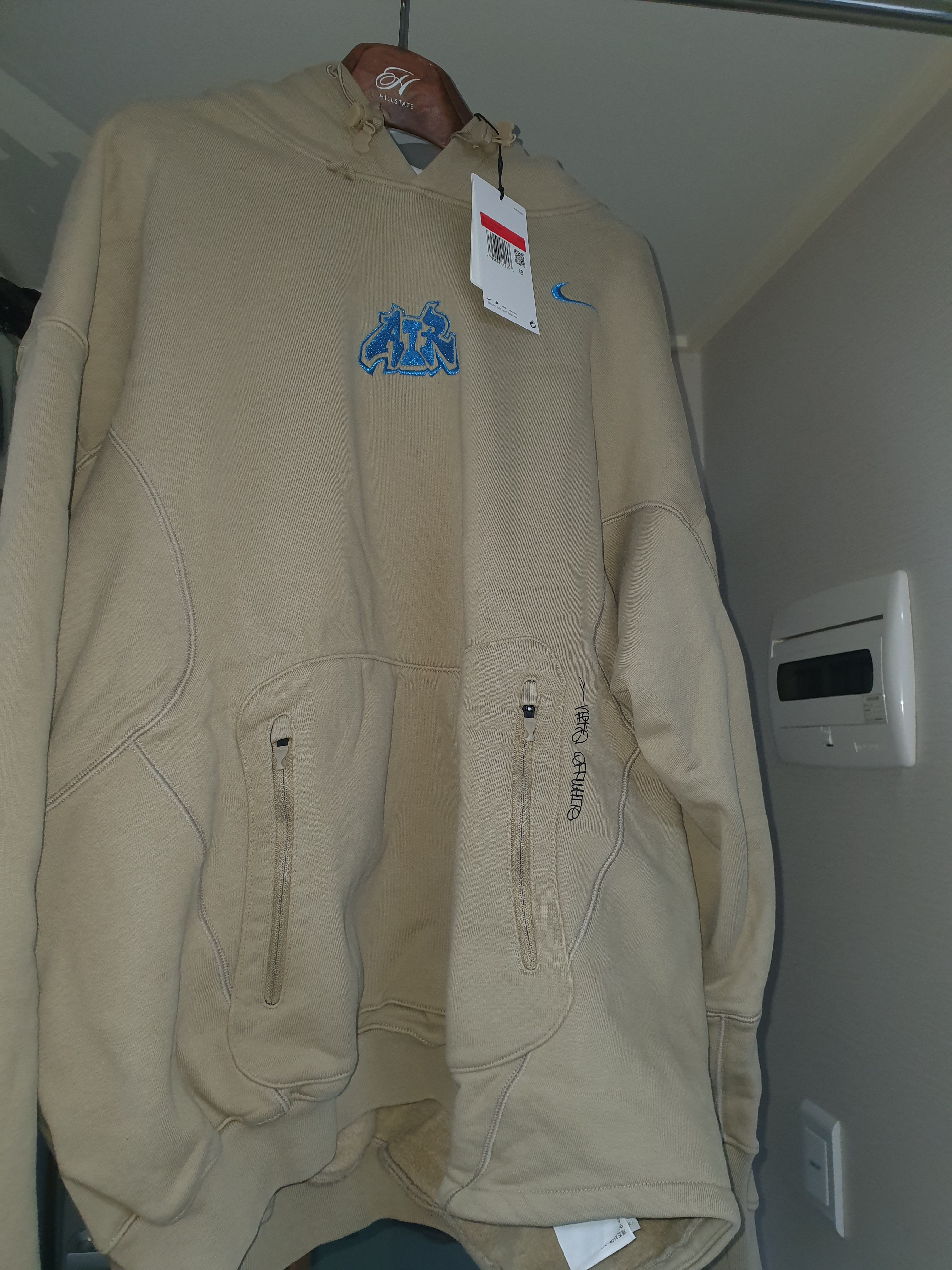 Nike x Off-White NRG Fleece Hoodie Khaki - Asia 착용 스타일