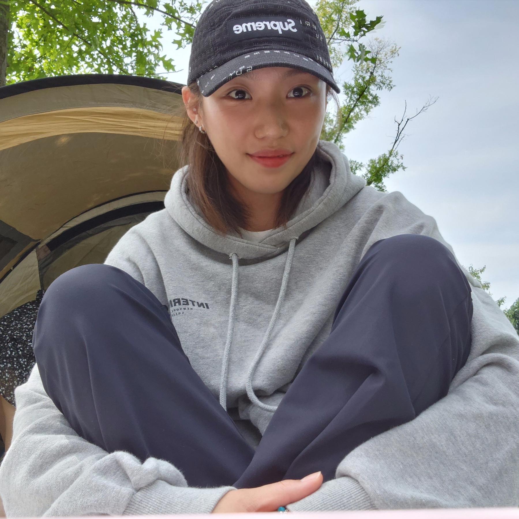 Supreme Stitch Jacquard Camp Cap Black - 22SS 착용 스타일 - 2