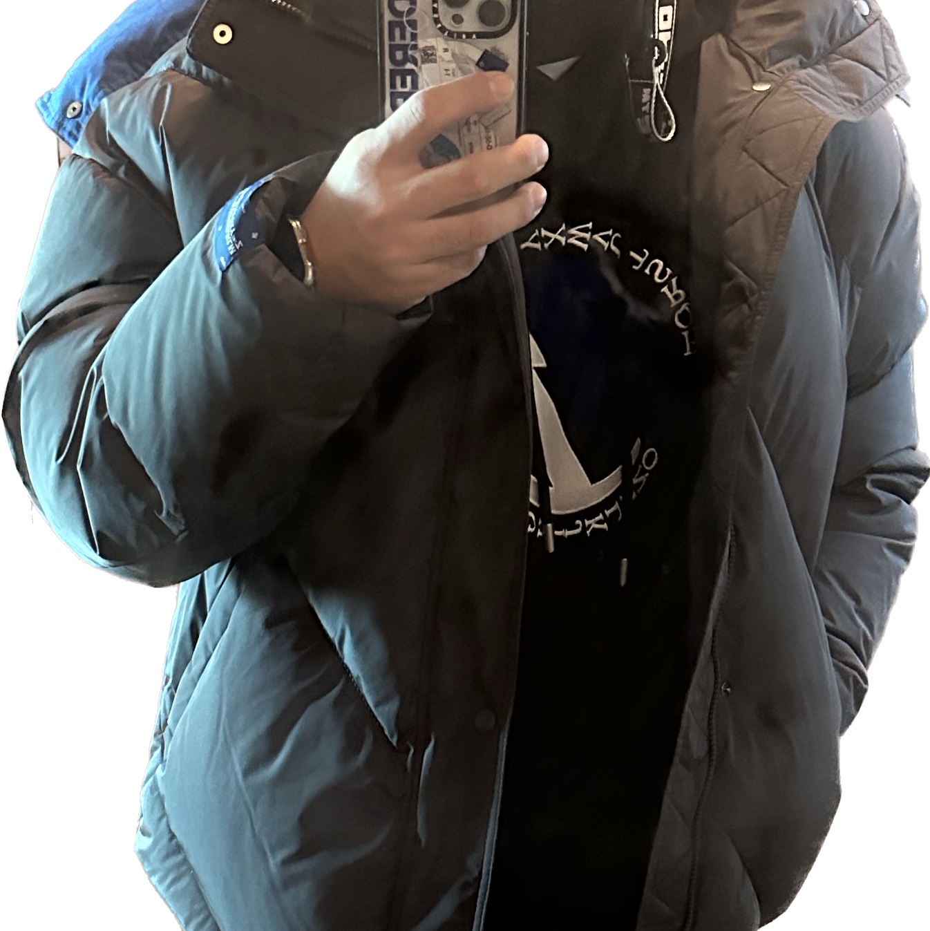 Zara x Ader Error Oversize Puffer Jacket Grey, Zara x Ader Error Embroidery Hooded Sweatshirt Black 착용 스타일