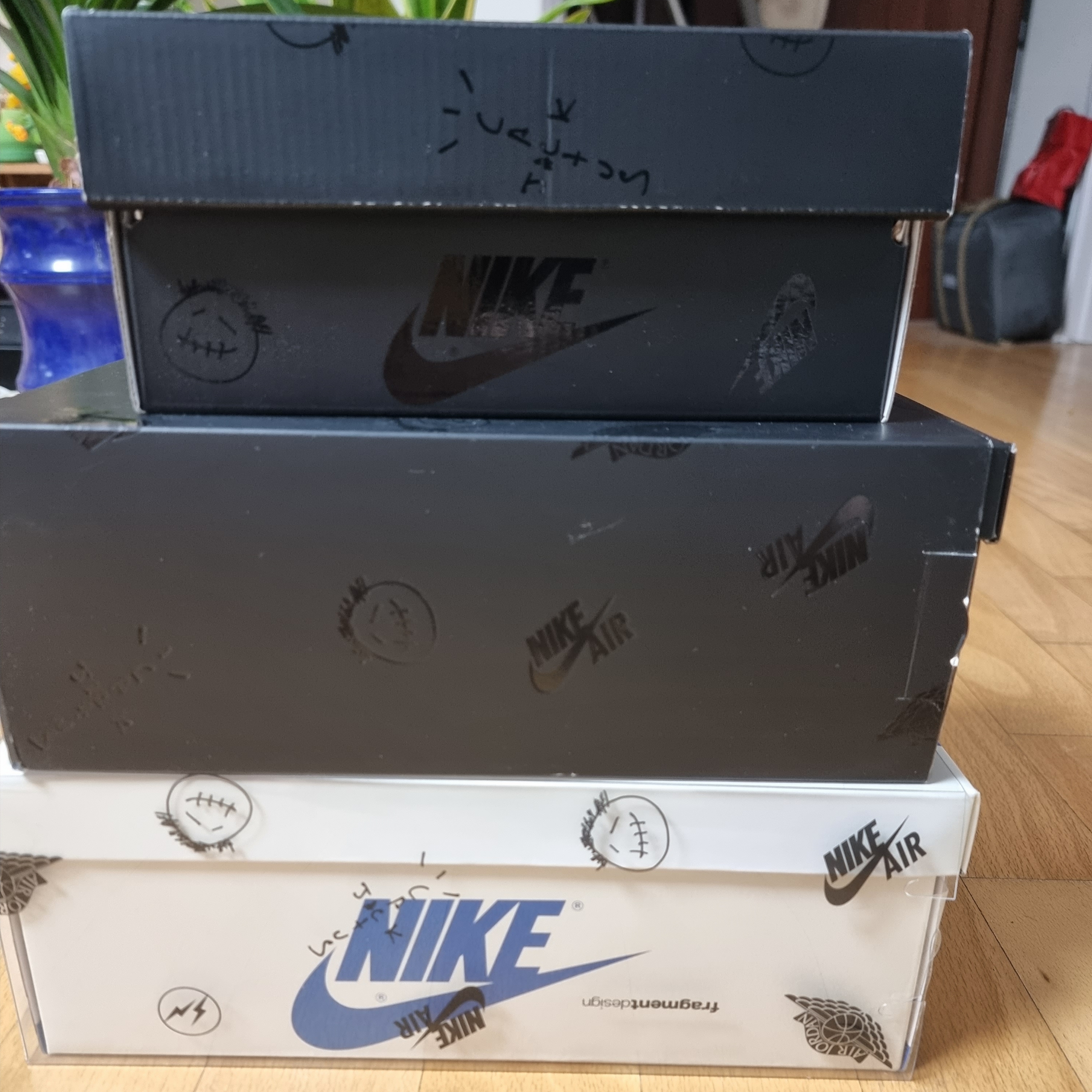 Jordan 1 x Travis Scott x Fragment Retro Low OG SP Military Blue, Jordan 1 x Travis Scott Retro Low OG SP Black Phantom 착용 스타일 - 2