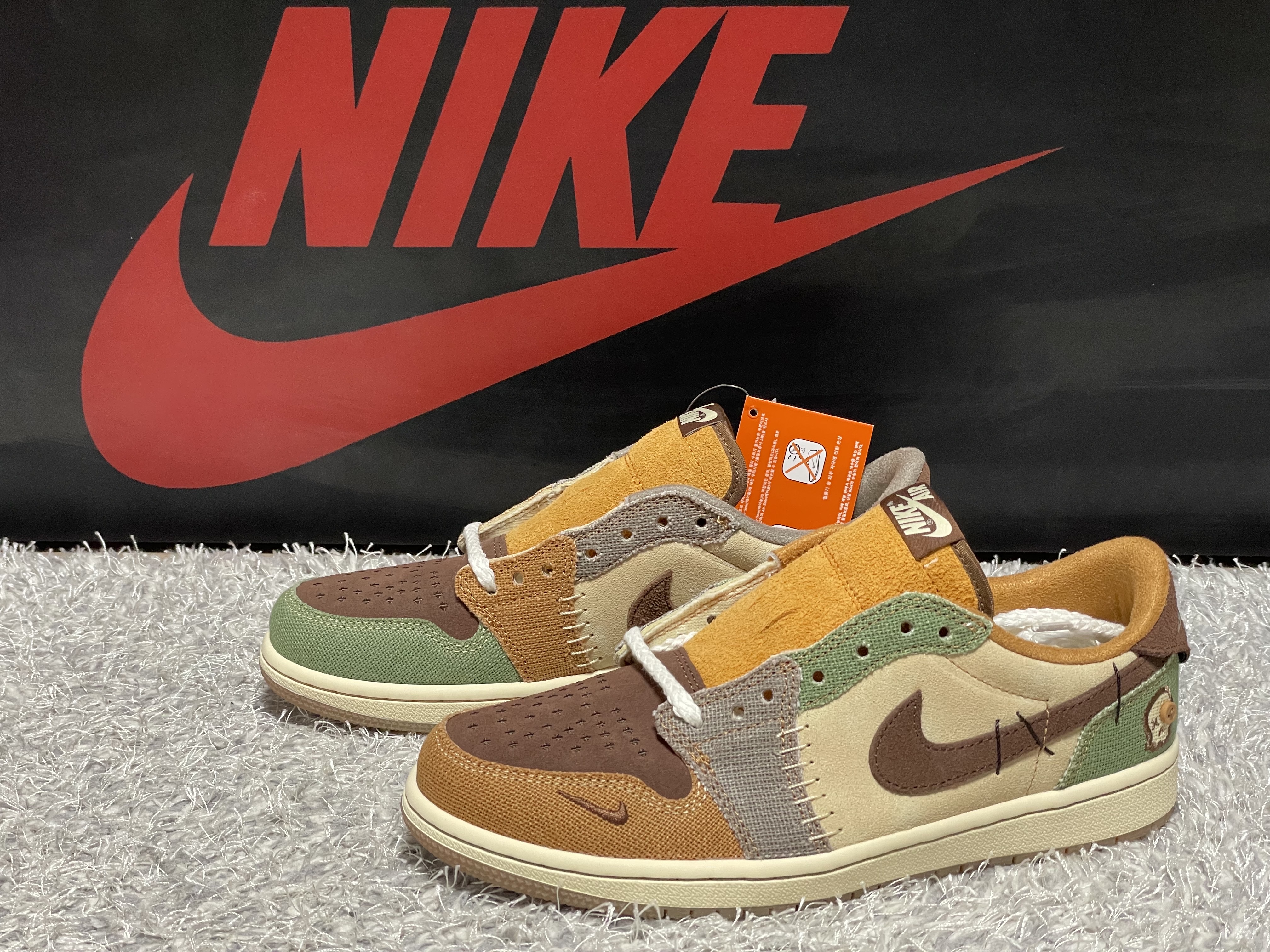 Jordan 1 x Zion Williamson Retro Low OG Flax and Oil Green 착용 스타일