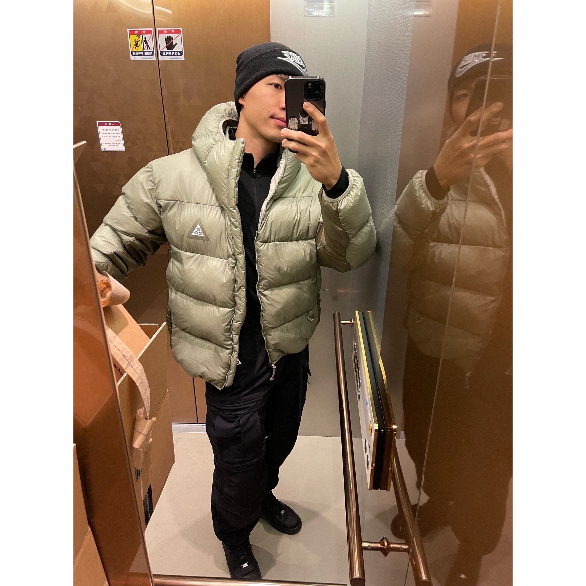 Supreme x Nike Snakeskin Beanie Black - 21SS, Nike ACG Therma-Fit ADV Lunar Lake Puffer Jacket Light Army - Asia 착용 스타일