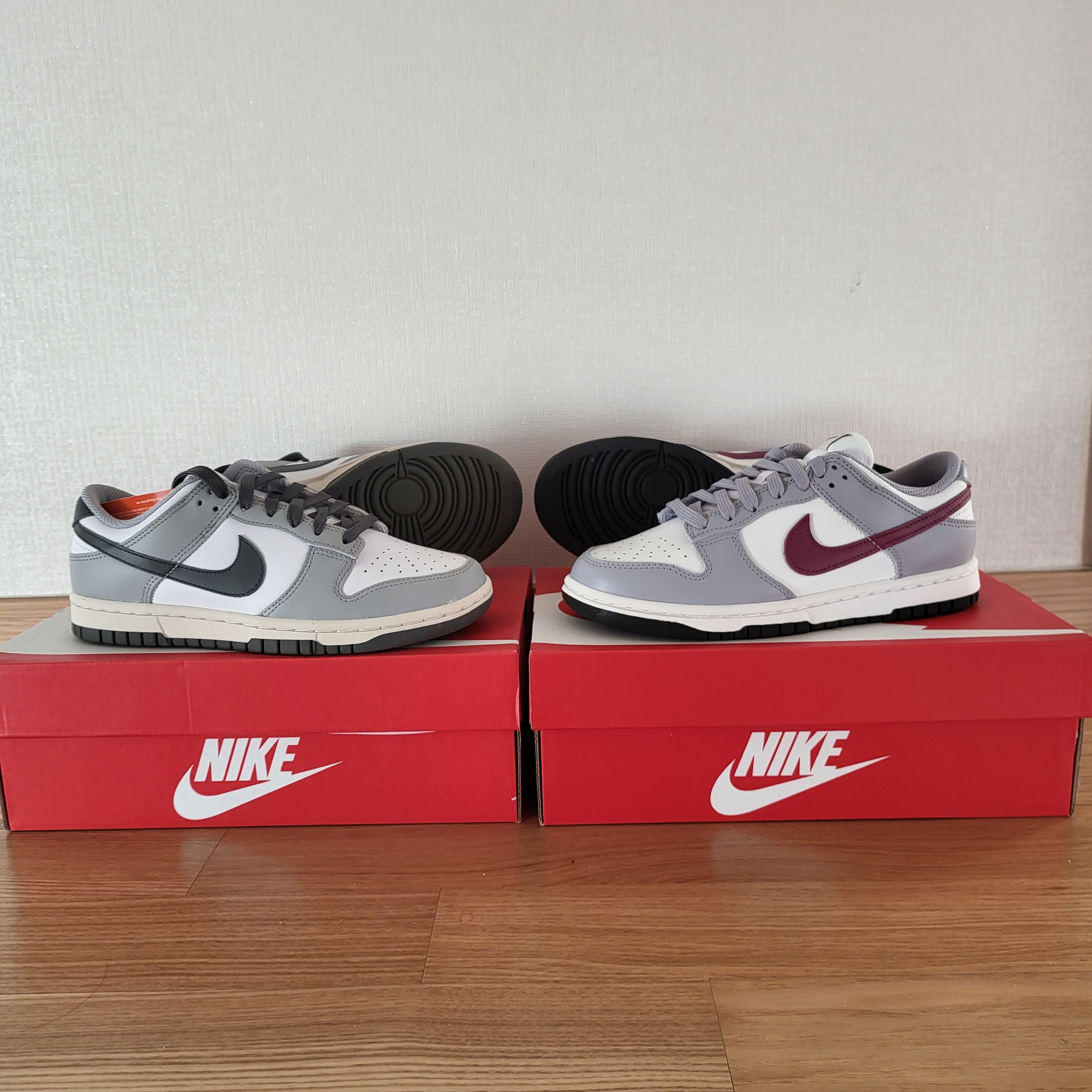 (W) Nike Dunk Low Light Smoke Grey, (W) Nike Dunk Low Wolf Grey Rosewood 착용 스타일