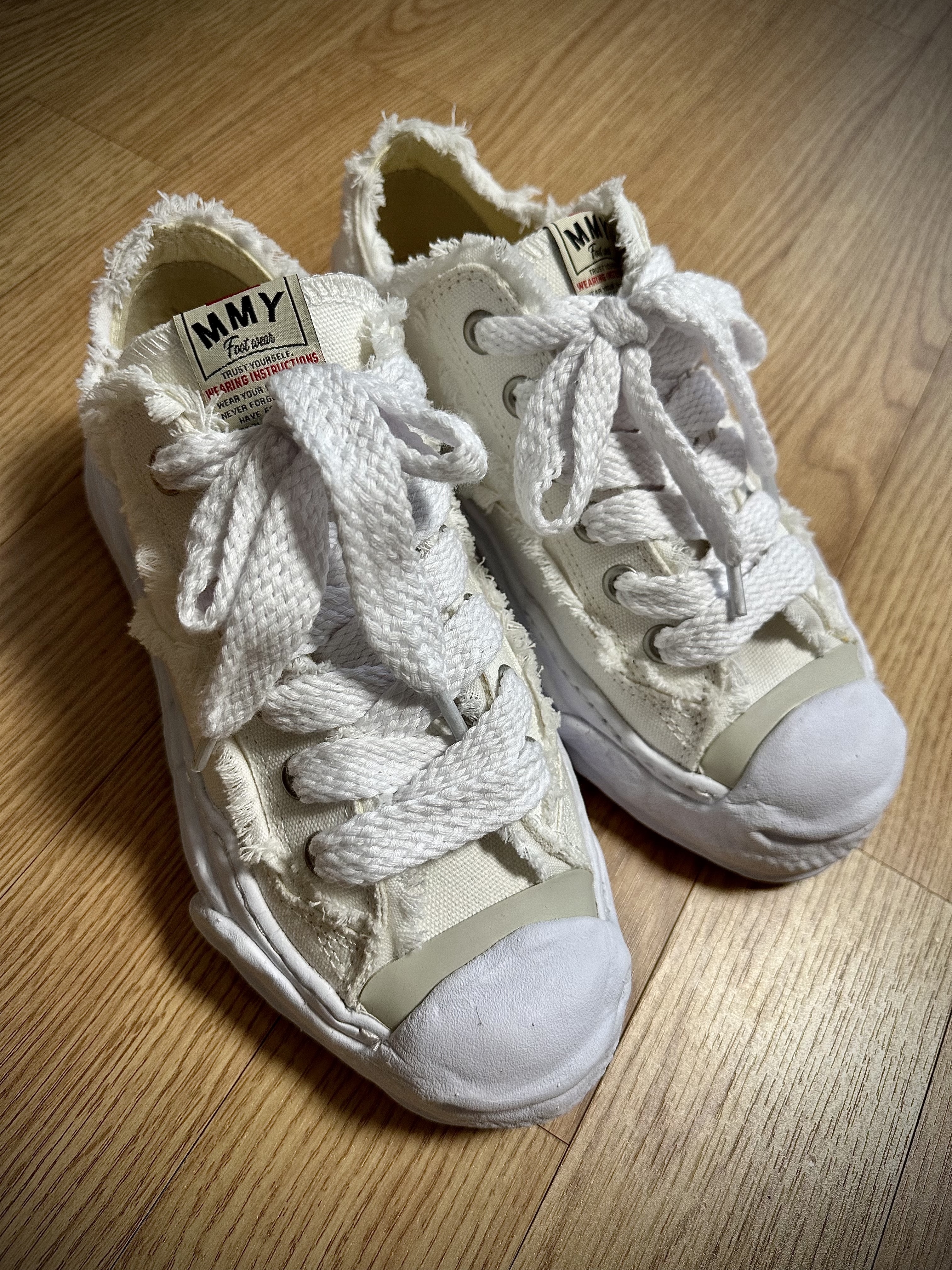 Maison Mihara Yasuhiro Hank OG Sole OH Canvas Low-top Sneakers White, (GS) Nike Dunk Low Black 착용 스타일 - 5