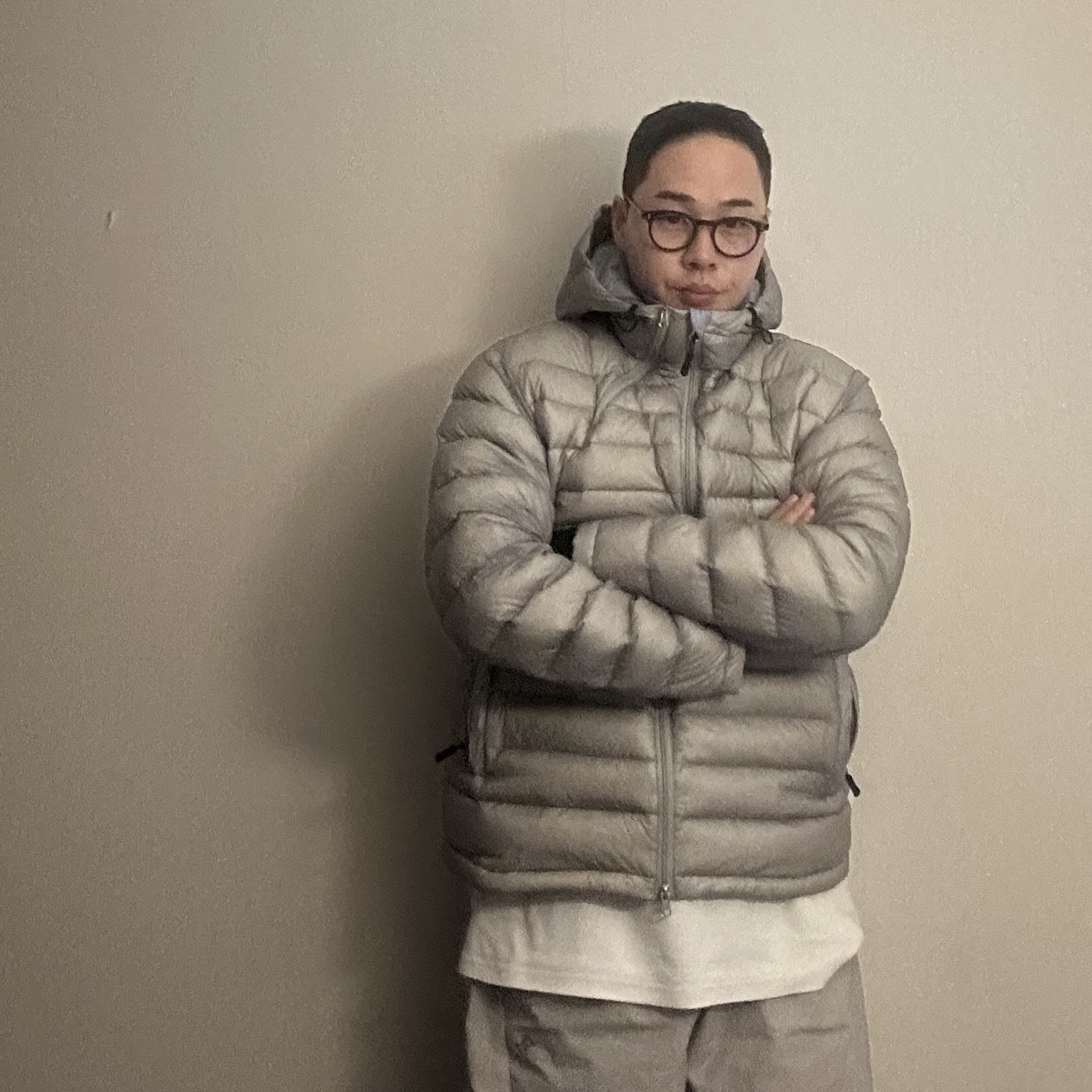 Sansan Gear Suffix Puffer Jacket Grey - 22FW, Sansan Gear Closeable Pants Grey - 22FW 착용 스타일