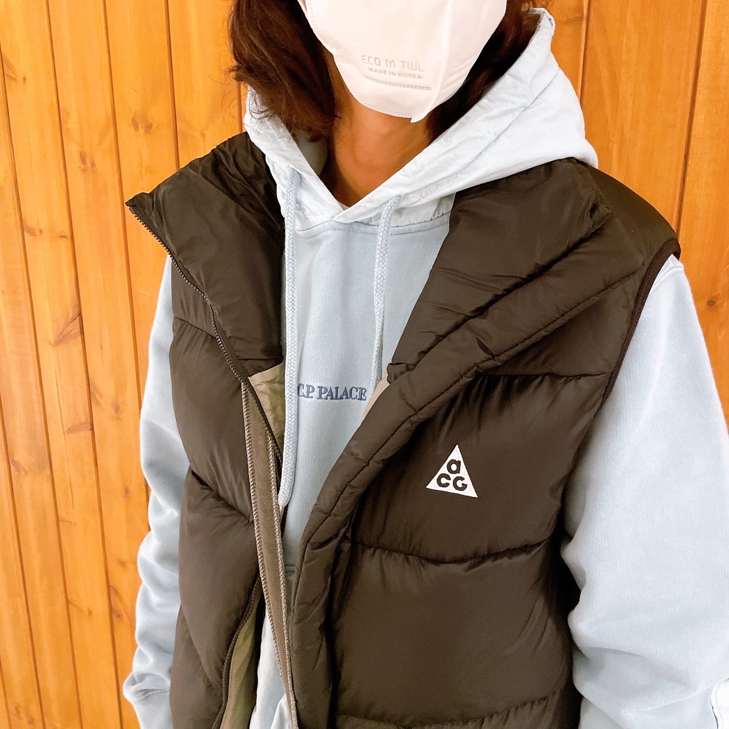 Palace x C.P. Company Goggle Hoodie Blue - 22FW, IAB Studio Pigment Bag Black 착용 스타일 - 2