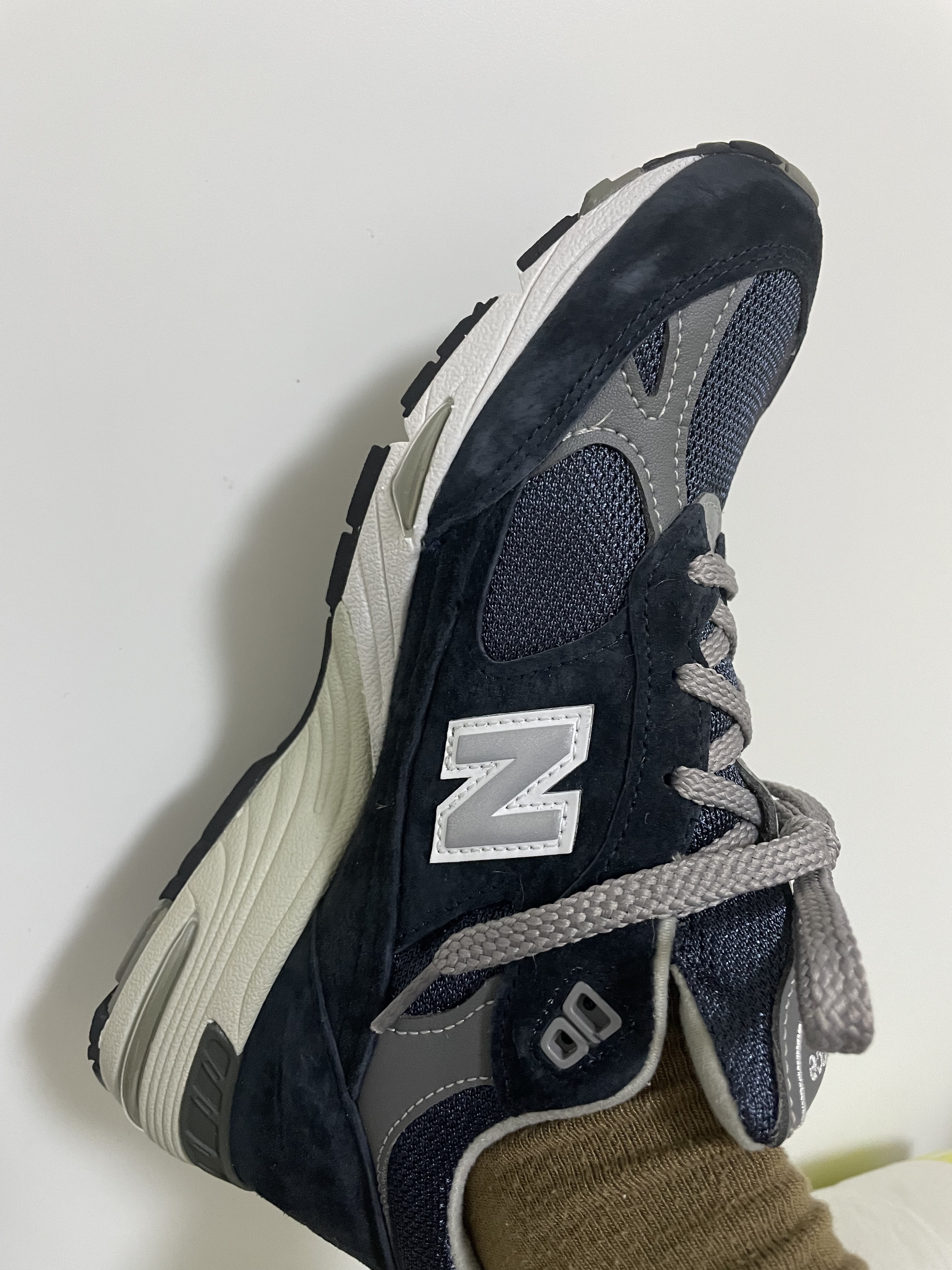 (W) New Balance 991 Made in UK Navy 착용 스타일 - 1