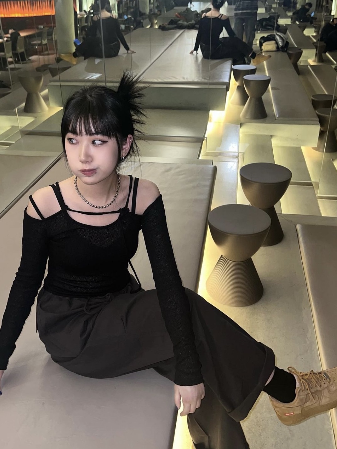 Nike x Supreme Air Force 1 Low Flax, Stussy x CDG MA-1 Jacket Olive 착용 스타일 - 2