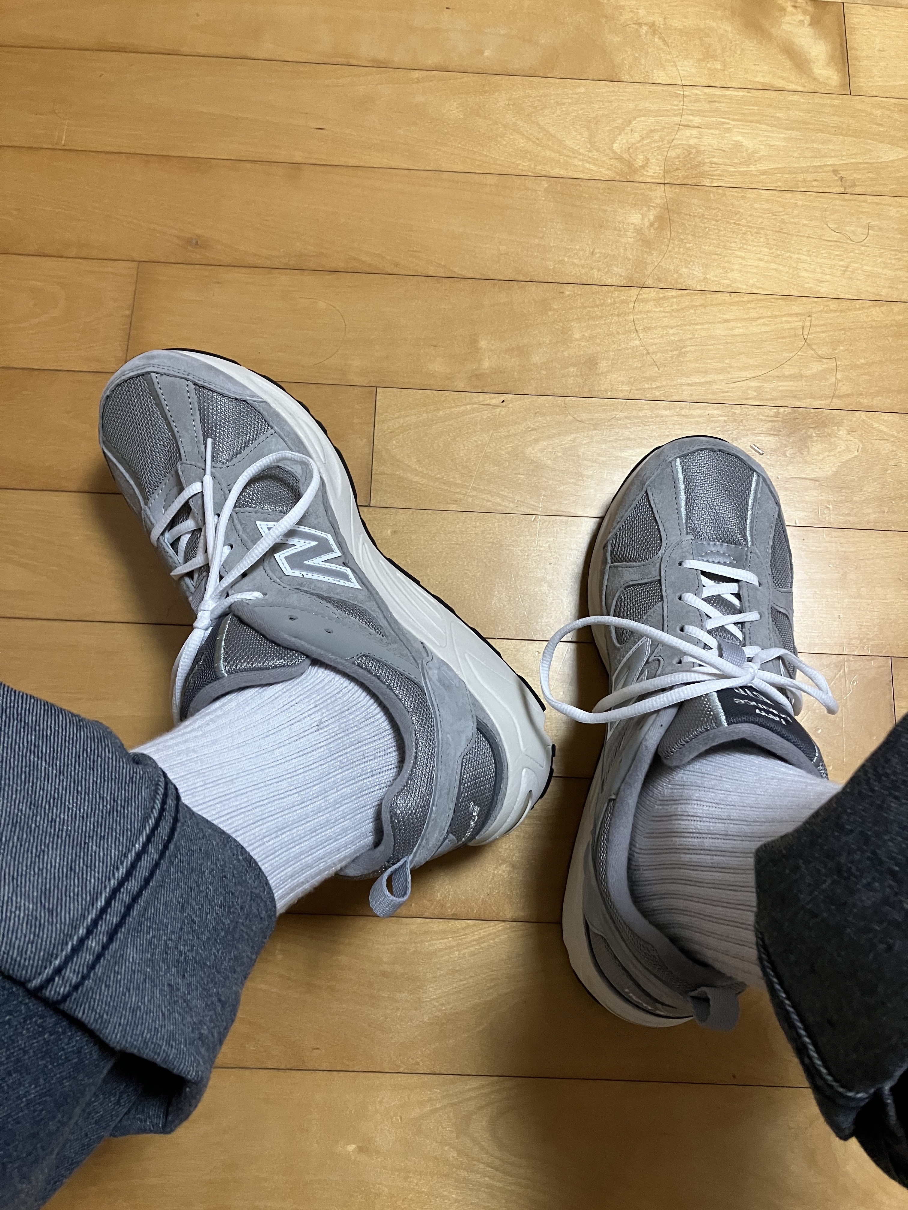 New Balance 878 Gray, Nike Dunk High Retro Championship White 착용 스타일 - 5