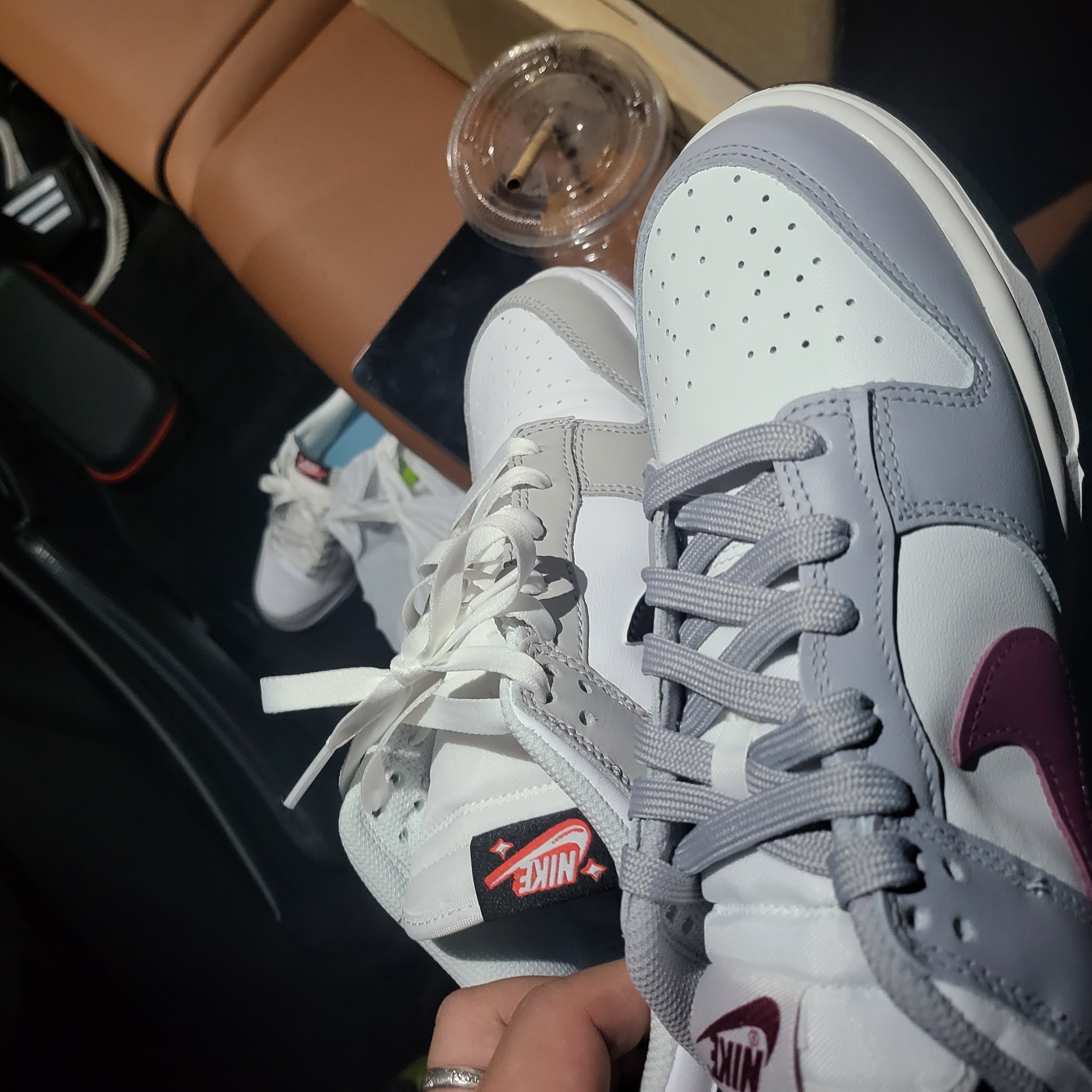 (W) Nike Dunk Low Wolf Grey Rosewood, Nike Dunk Low Retro SE Jackpot Grey Fog 착용 스타일 - 2