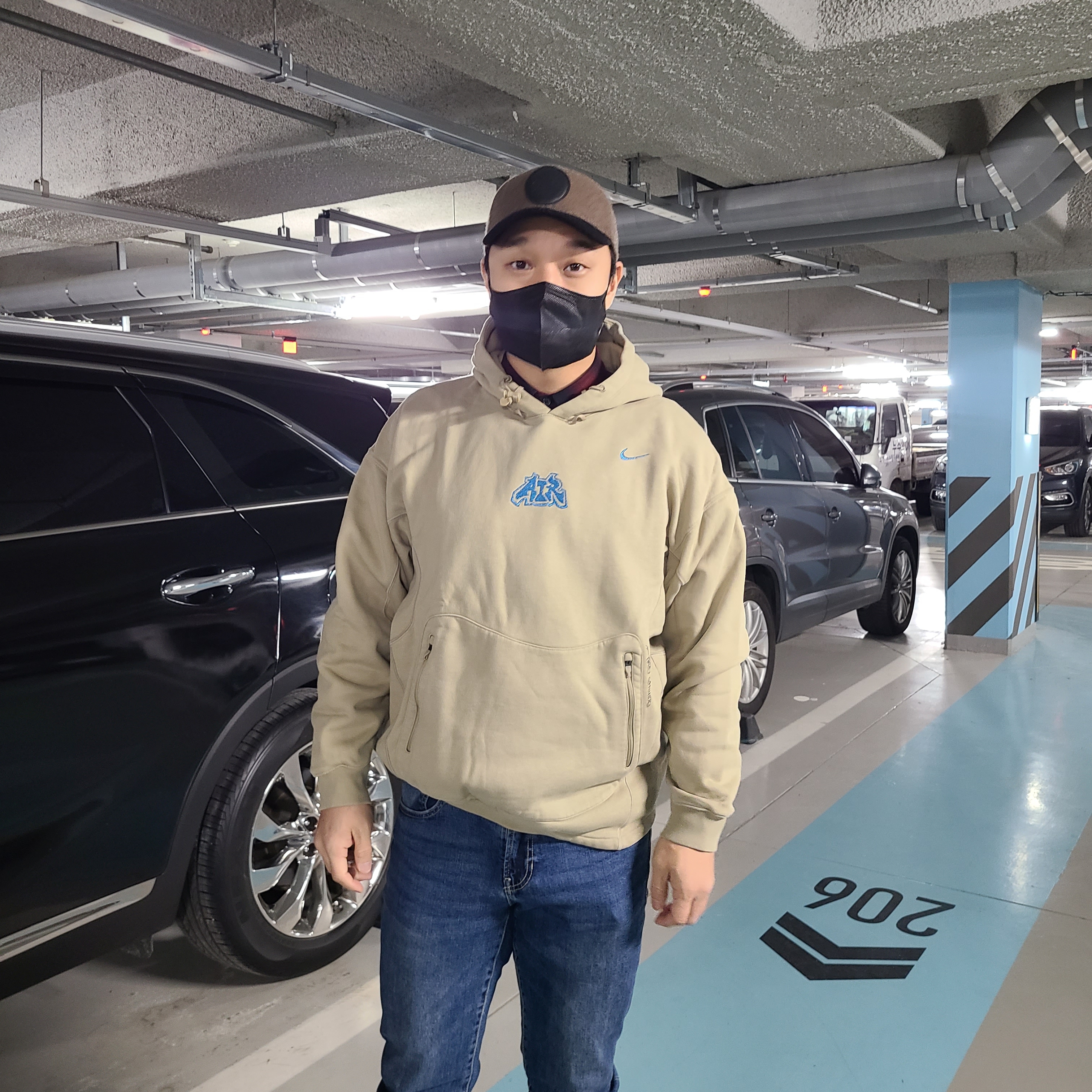 Nike x Off-White NRG Fleece Hoodie Khaki - Asia 착용 스타일