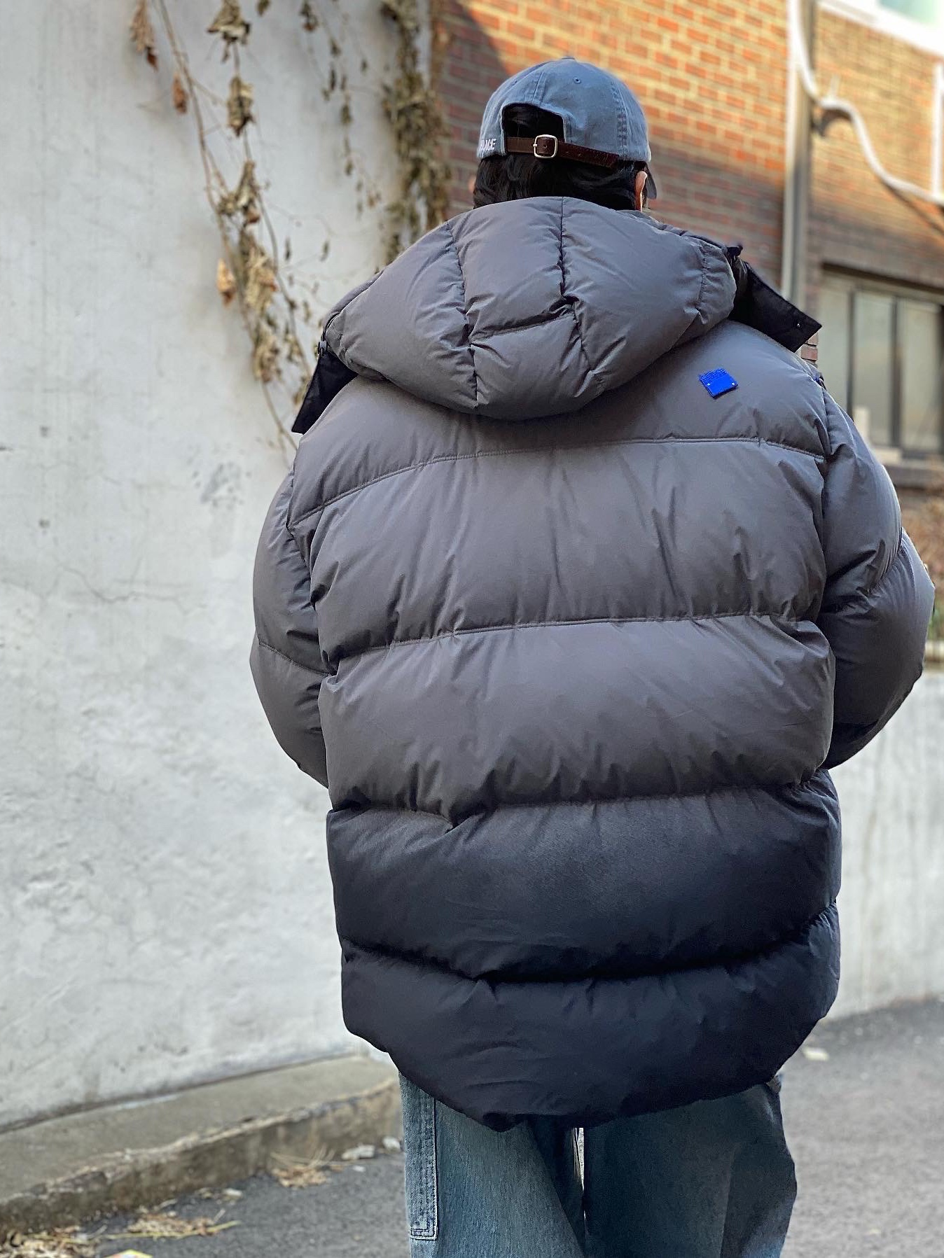Zara x Ader Error Puffer Jacket Grey, Palace Washed Twill P 6-Panel Light Blue - 22SS 착용 스타일 - 3