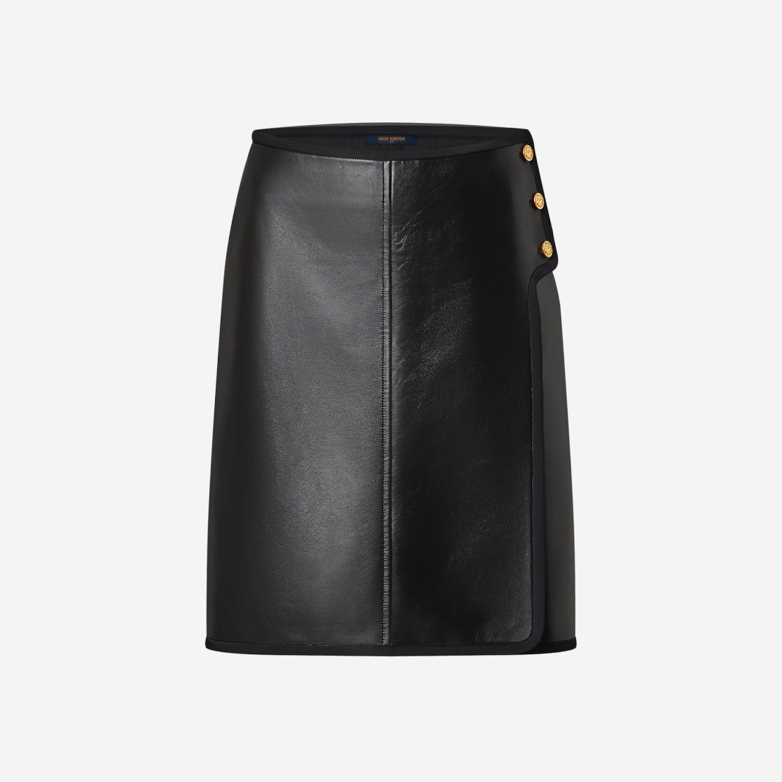 (W) Louis Vuitton Leather Apron Tab Mini Wrap Skirt Black 상세 이미지 1