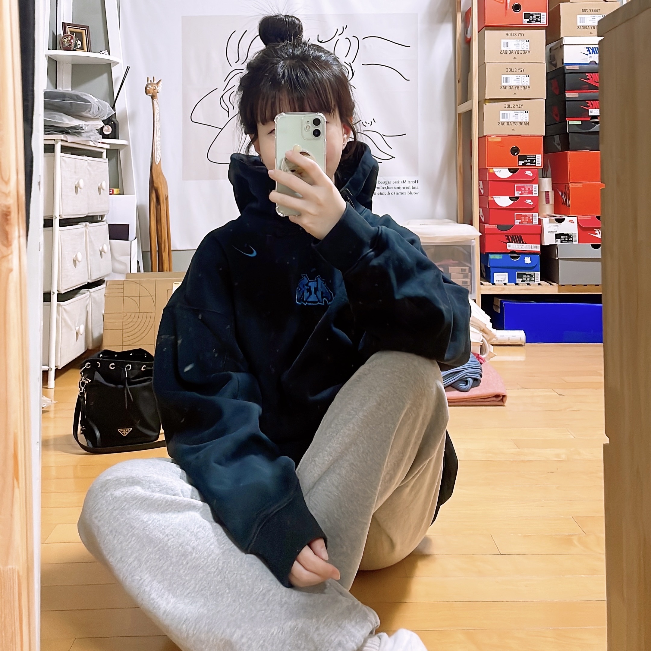 Nike x Off-White NRG Fleece Hoodie Black - Asia 착용 스타일