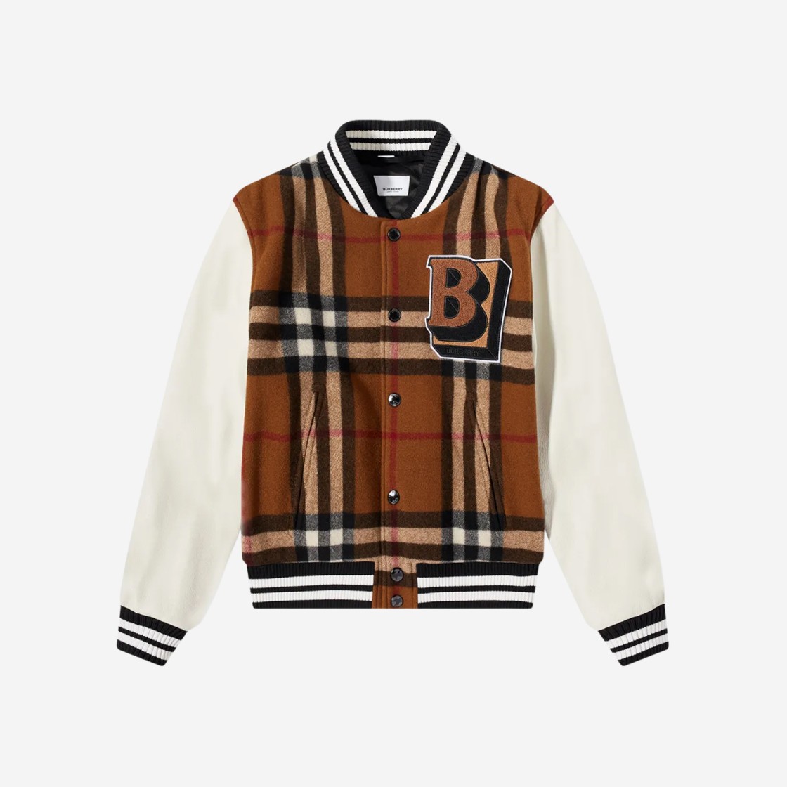 Burberry Felton Check Varsity Jacket Dark Dark Birch Brown 상세 이미지 1