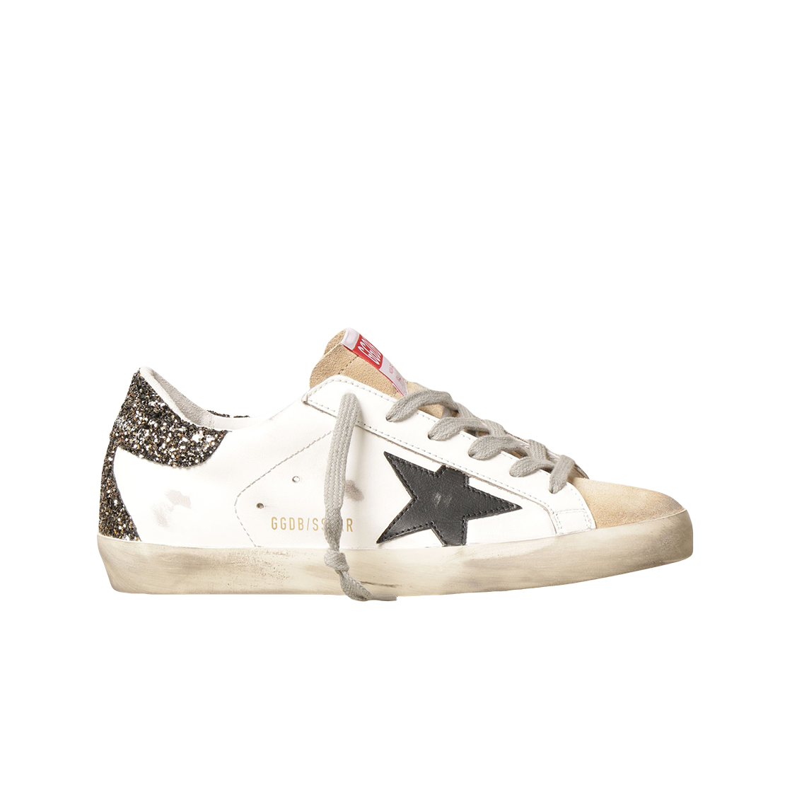 (W) 골든구스 슈퍼스타 블랙 글리터탭 스니커즈((W) Golden Goose Superstar Black Glitter Heel Tab Sneakers) - 1