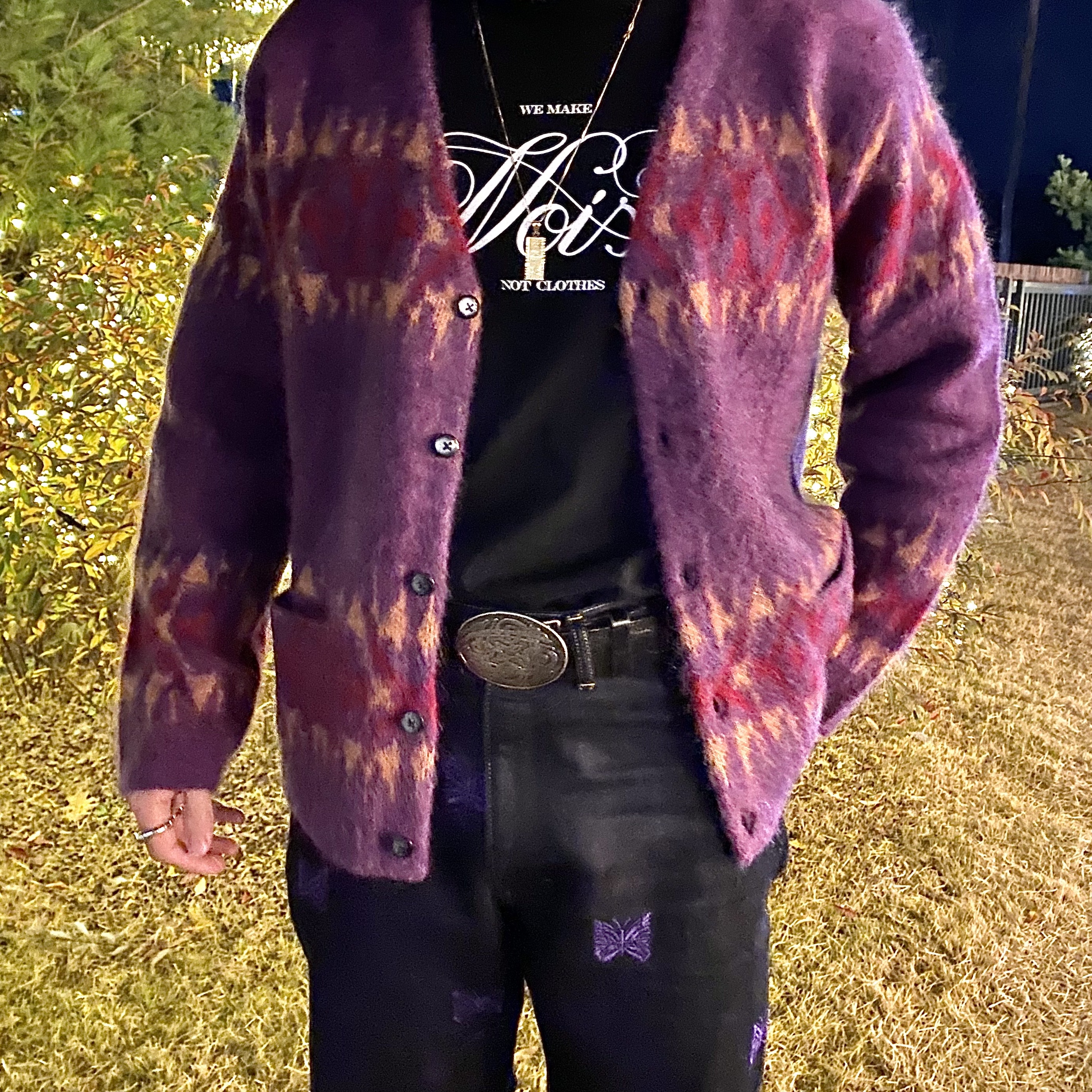 Supreme Abstract Stripe Cardigan Black - 22FW 착용 스타일 - 2