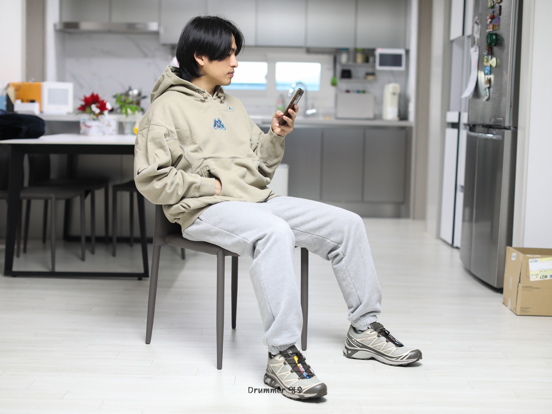 Nike x Off-White NRG Fleece Hoodie Khaki - Asia 착용 스타일