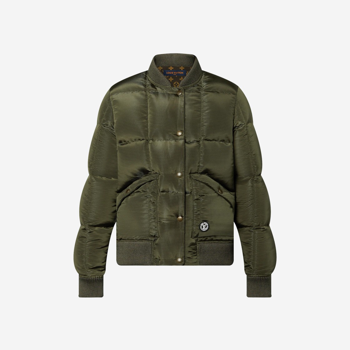 (W) Louis Vuitton Padded Nylon Bomber Jacket Khaki Green 상세 이미지 1