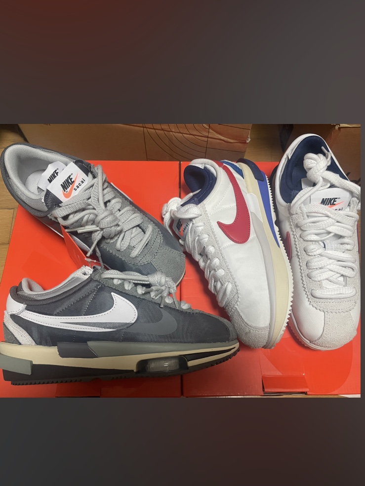 Nike x Sacai Zoom Cortez SP White and University Red, Nike x Sacai Zoom Cortez SP Iron Grey 착용 스타일 - 4