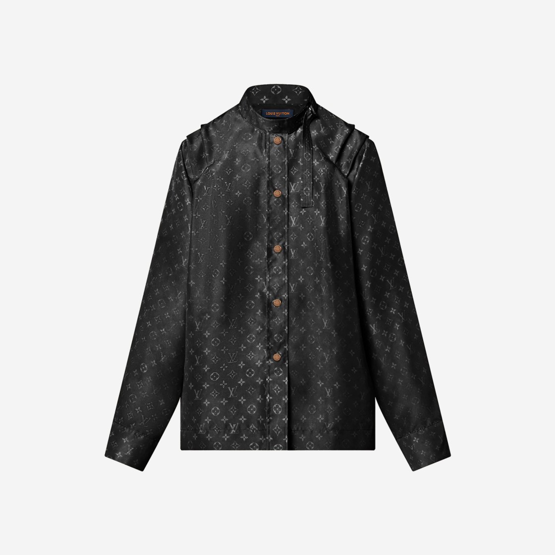 (W) Louis Vuitton Pleat Shoulder Monogram Cloud Shirt Black 상세 이미지 1