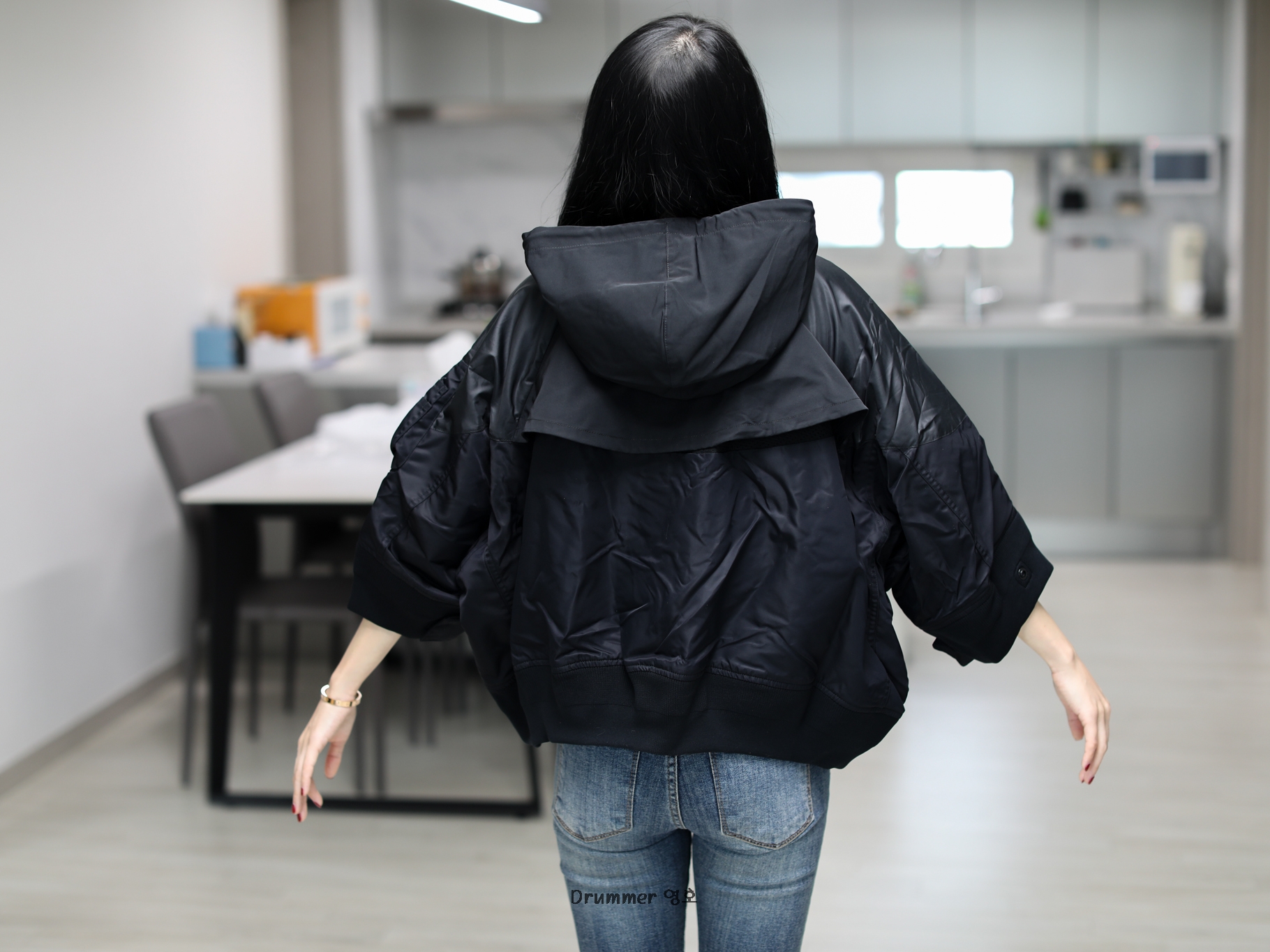 (W) Nike x Sacai NRG Full Zip Hooded Jacket Black - Asia 착용 스타일 - 2