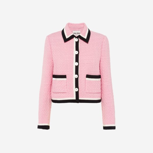 (W) 미우 미우 싱글 브레스티드 트위드 자켓 핑크