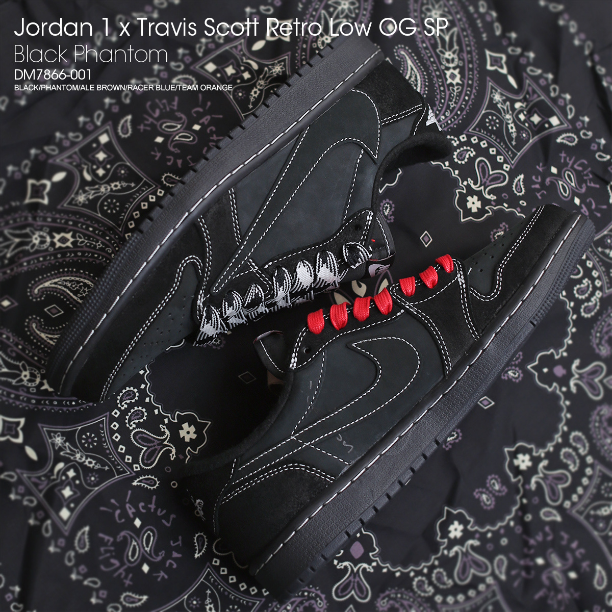 Jordan 1 x Travis Scott Retro Low OG SP Black Phantom 착용 스타일 - 3
