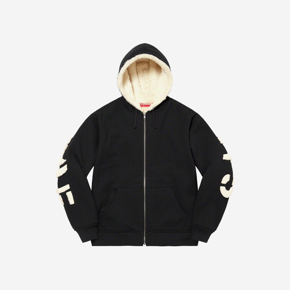 Supreme Faux Fur Lined Zip Up Hooded Sweatshirt Black - 22FW 상세 이미지 1