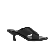 (W) Jil Sander Louis-Heeled High Leather Sandals Black