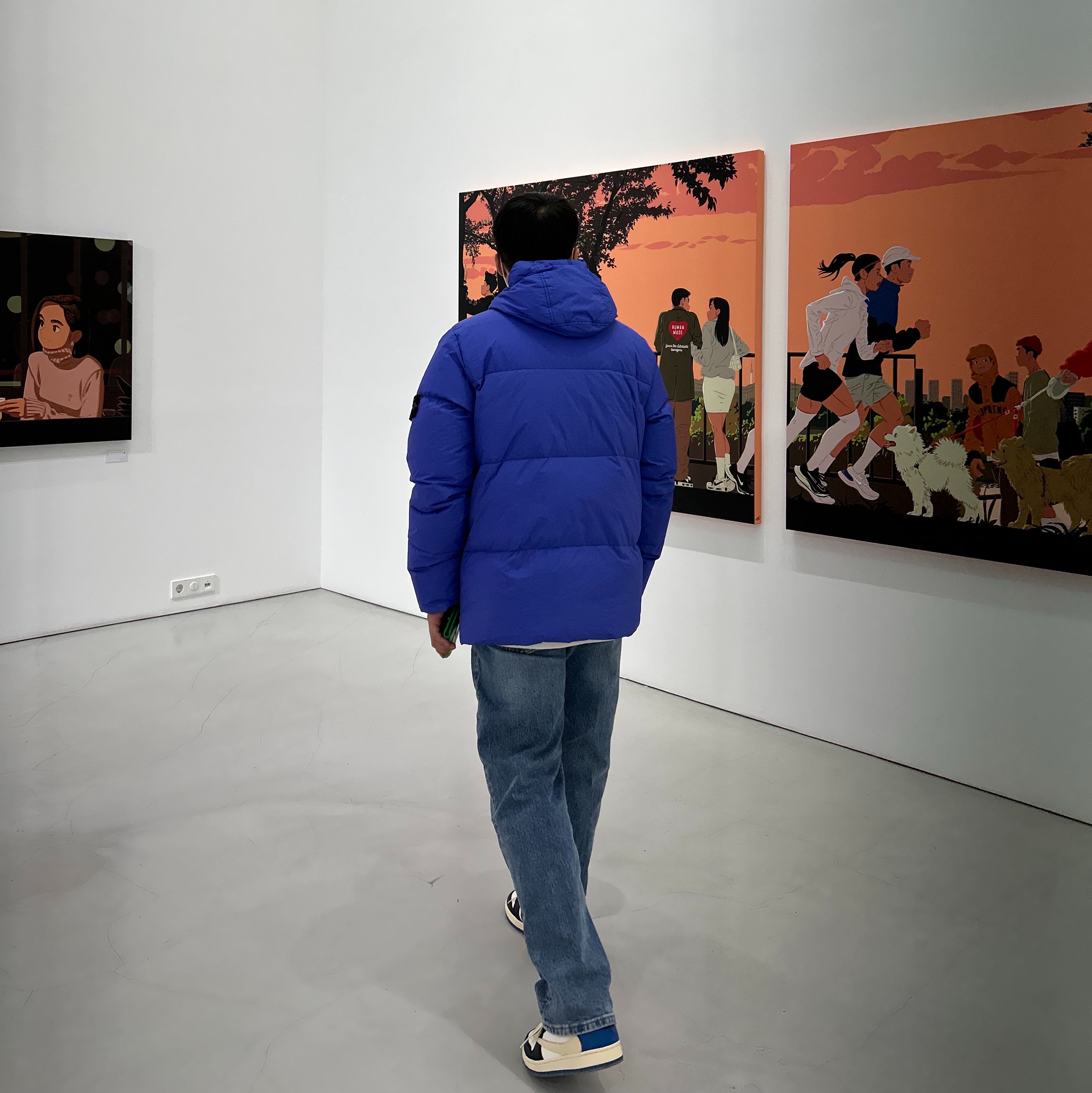 Jordan 1 x Travis Scott x Fragment Retro Low OG SP Military Blue, Stone Island 40123 Garment Dyed Crinkle Reps Down Jacket Periwinkle - 21FW 착용 스타일