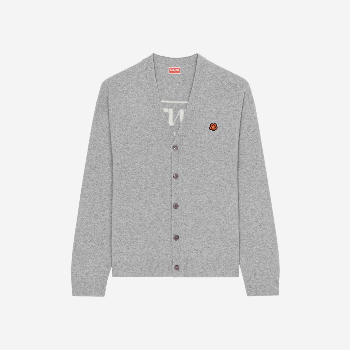 Kenzo Paris Merino Wool Cardigan Misty Grey 상세 이미지 1