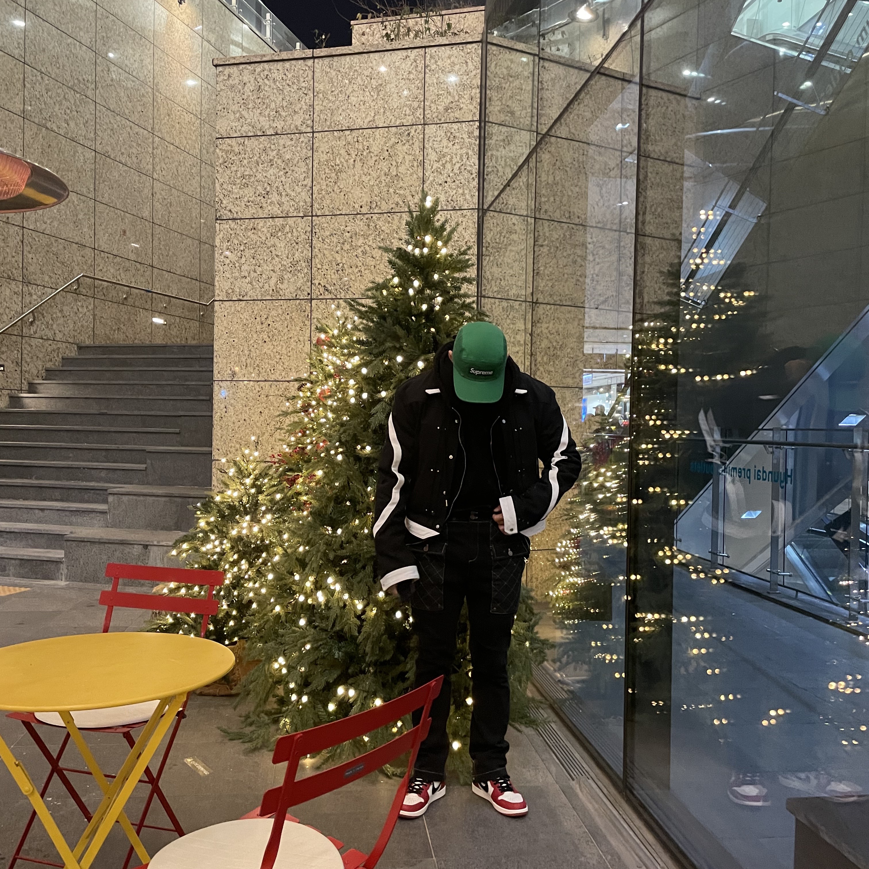 Jordan 1 Retro High OG Chicago 2022, Supreme Glow Ripstop Camp Cap Green - 22FW 착용 스타일