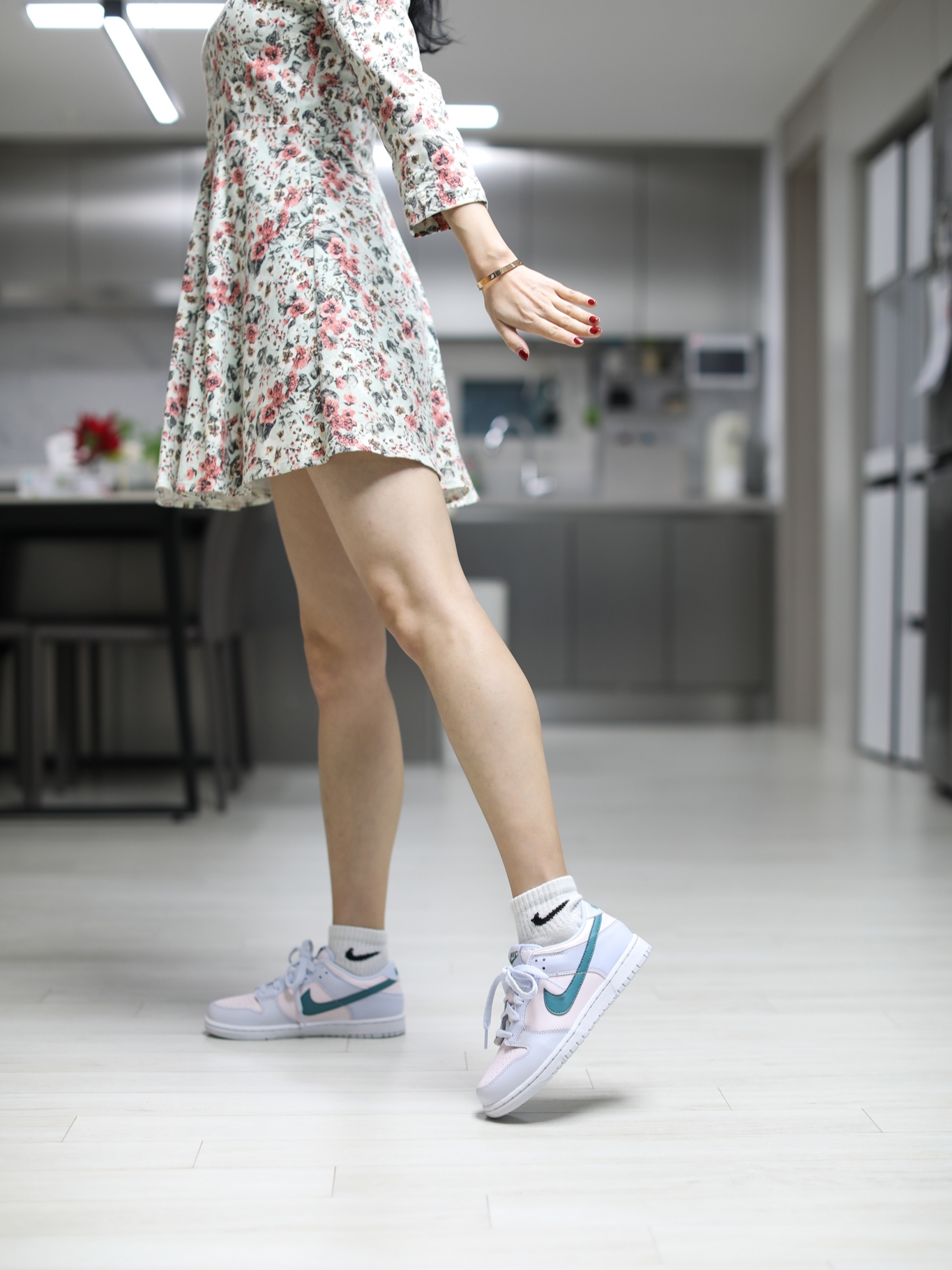 (GS) Nike Dunk Low Football Grey Mineral Teal 착용 스타일