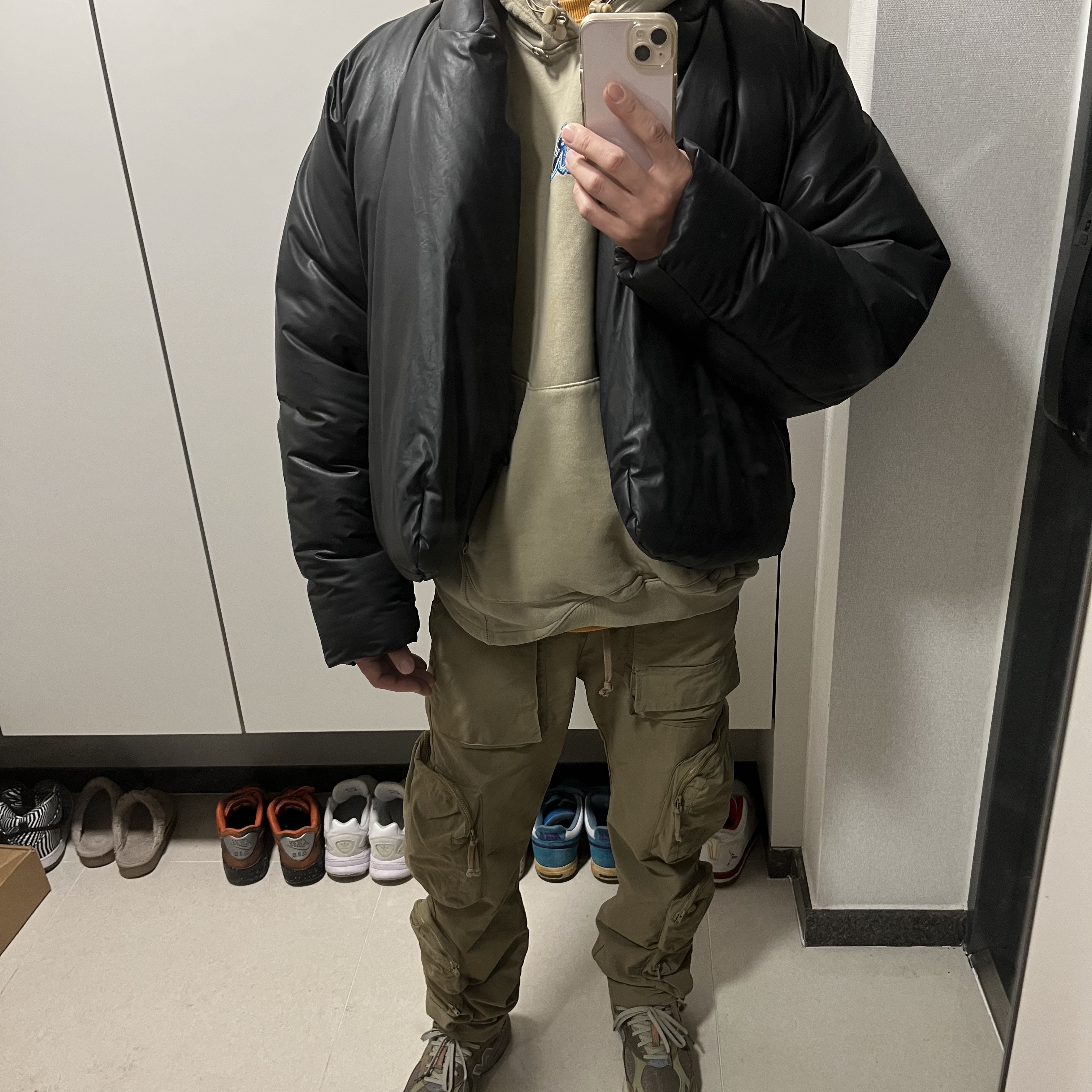 Nike x Off-White NRG Fleece Hoodie Khaki - Asia 착용 스타일